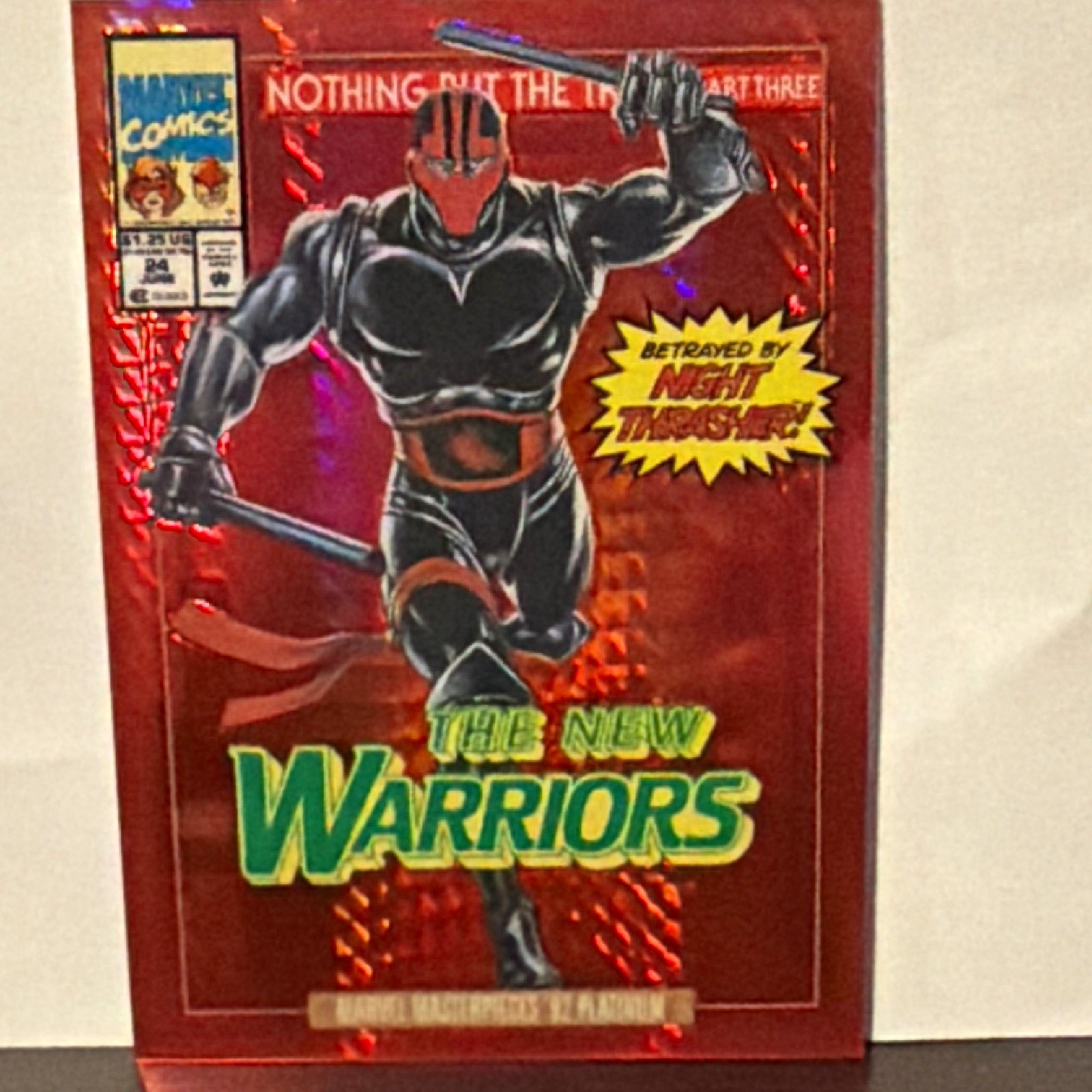 SkyBox 1992 Marvel Masterpieces \'92 Night Thrasher Red Prism #63-V Variant