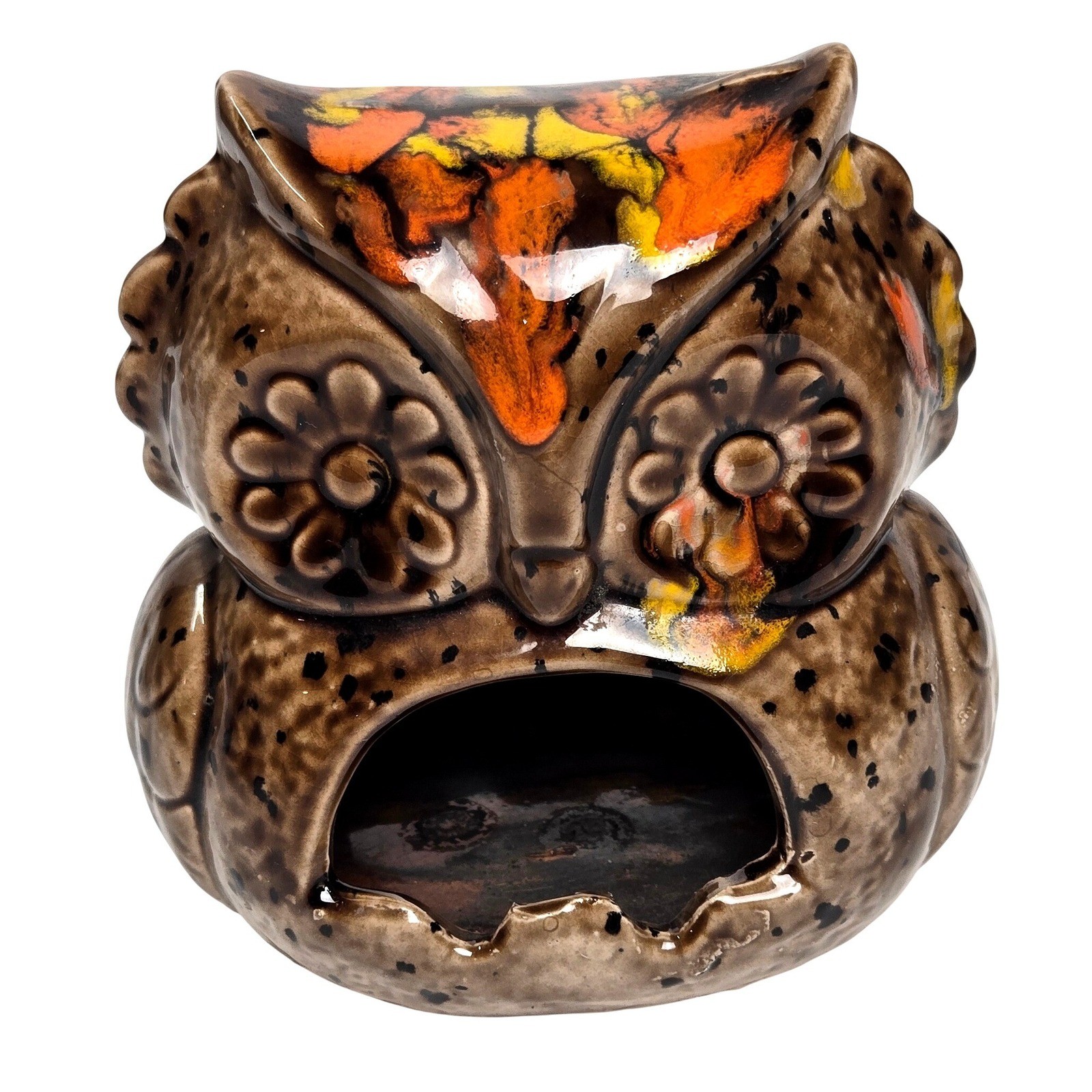 Vintage 70\'a Owl Ceramic Ashtray Mid Century Modern Hand Signed Owlcore Cottage