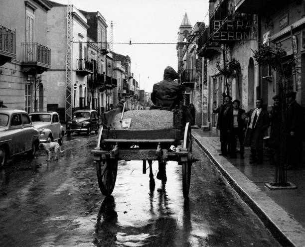 View of a road of village of San Cipirello in province of Palermo - Old Photo