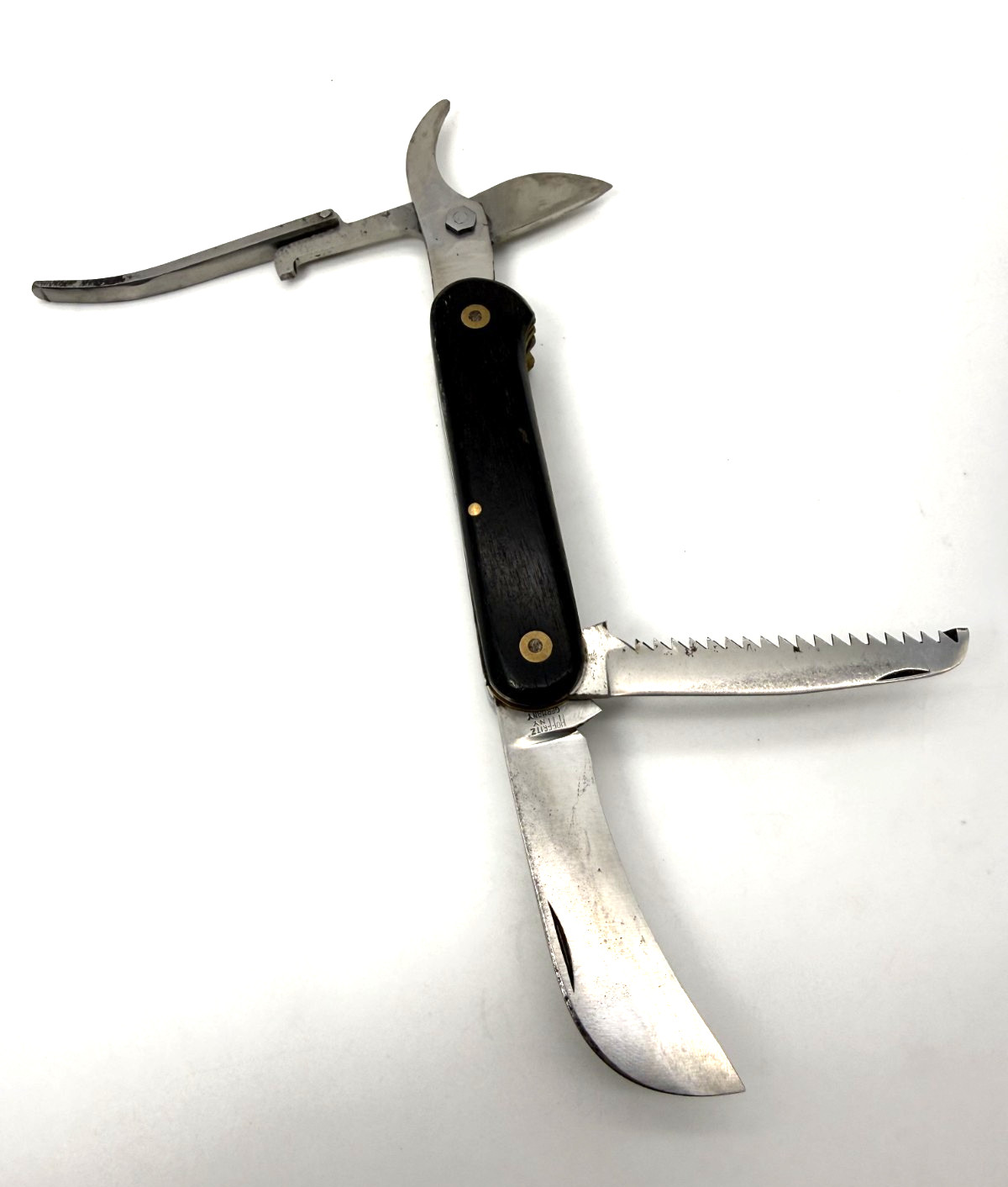 Vintage Rare Hoffritz German Pocket Knife with Prunning Shears,Saw & Large Blade