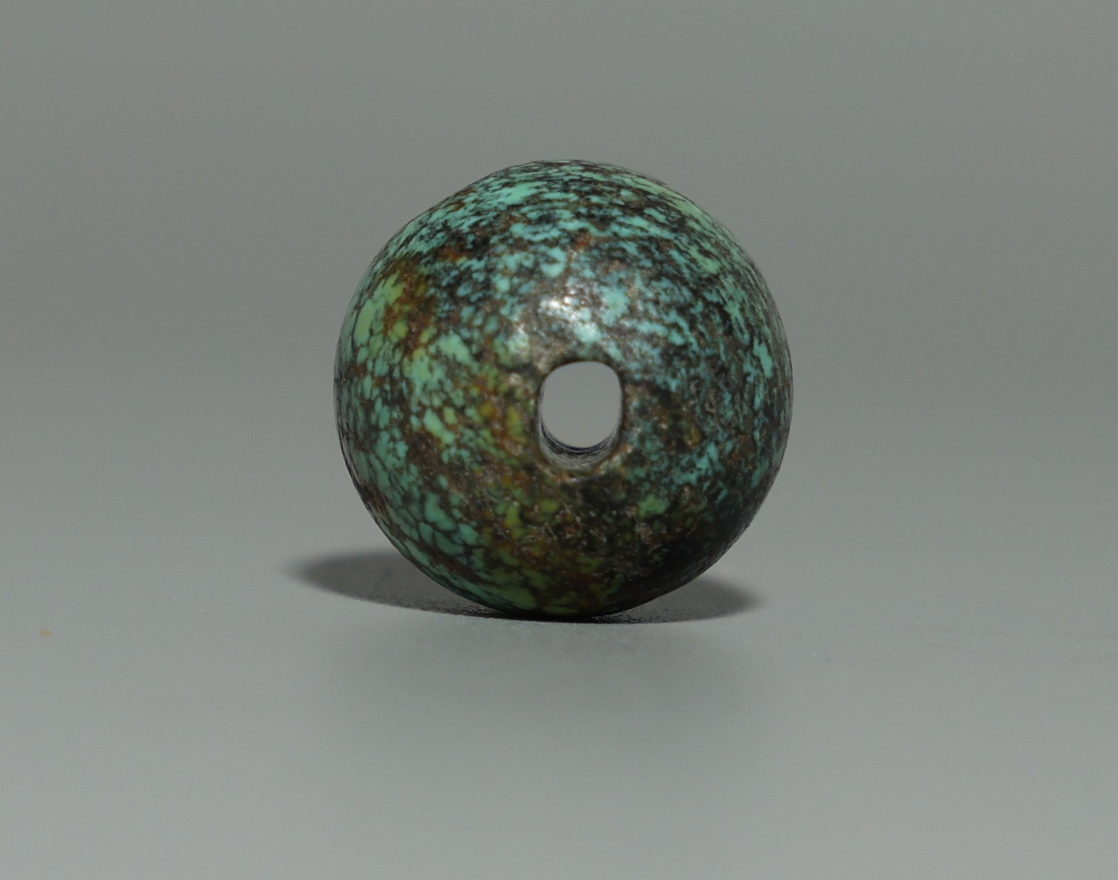 Tibet 1700s Antique Buddhist Noble Jewelry Gem Turquoise Mala Round Bead Amulet