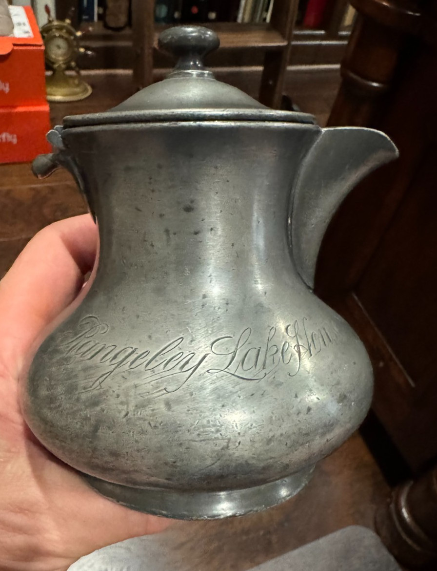 Rangely Lake House Teapot Maine ME Sandy River Railroad Silverplate 1900 Hotel