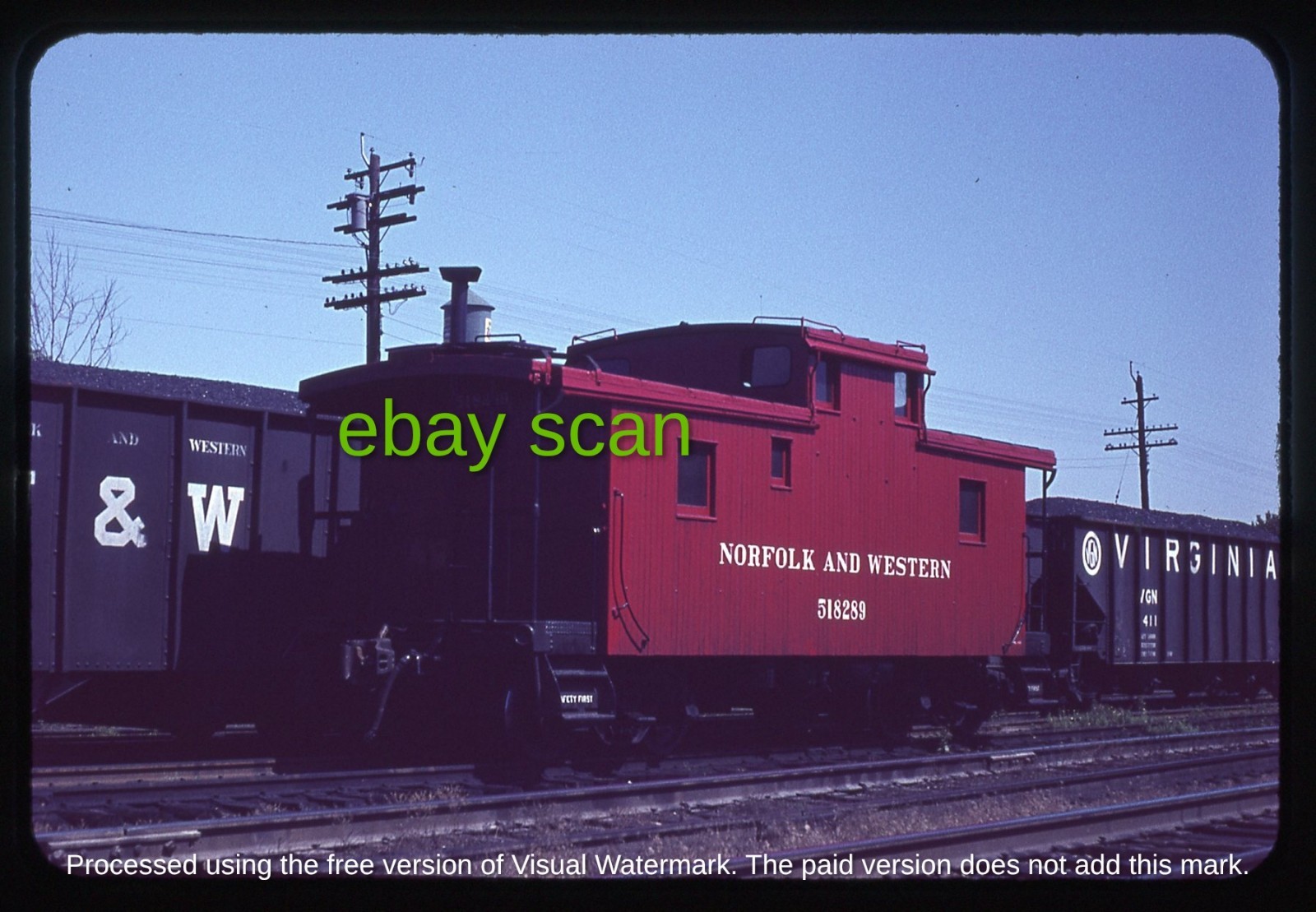 Original Slide, N&W Norfolk & Western Caboose 518289 at Charlottesville VA, 1963 Original Slide, N&W Norfolk & Western Caboose 518289 at Charlottesville VA, 1963