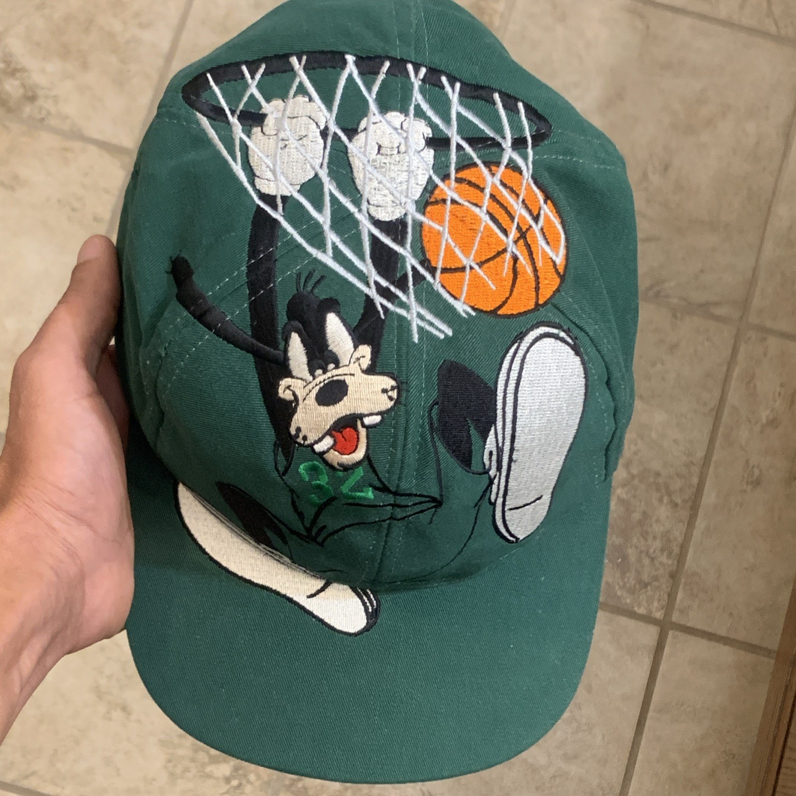 Vintage Goofy’s Hat Co Disney Goofy Basketball Green Snapback Slam Dunk Hat Cap