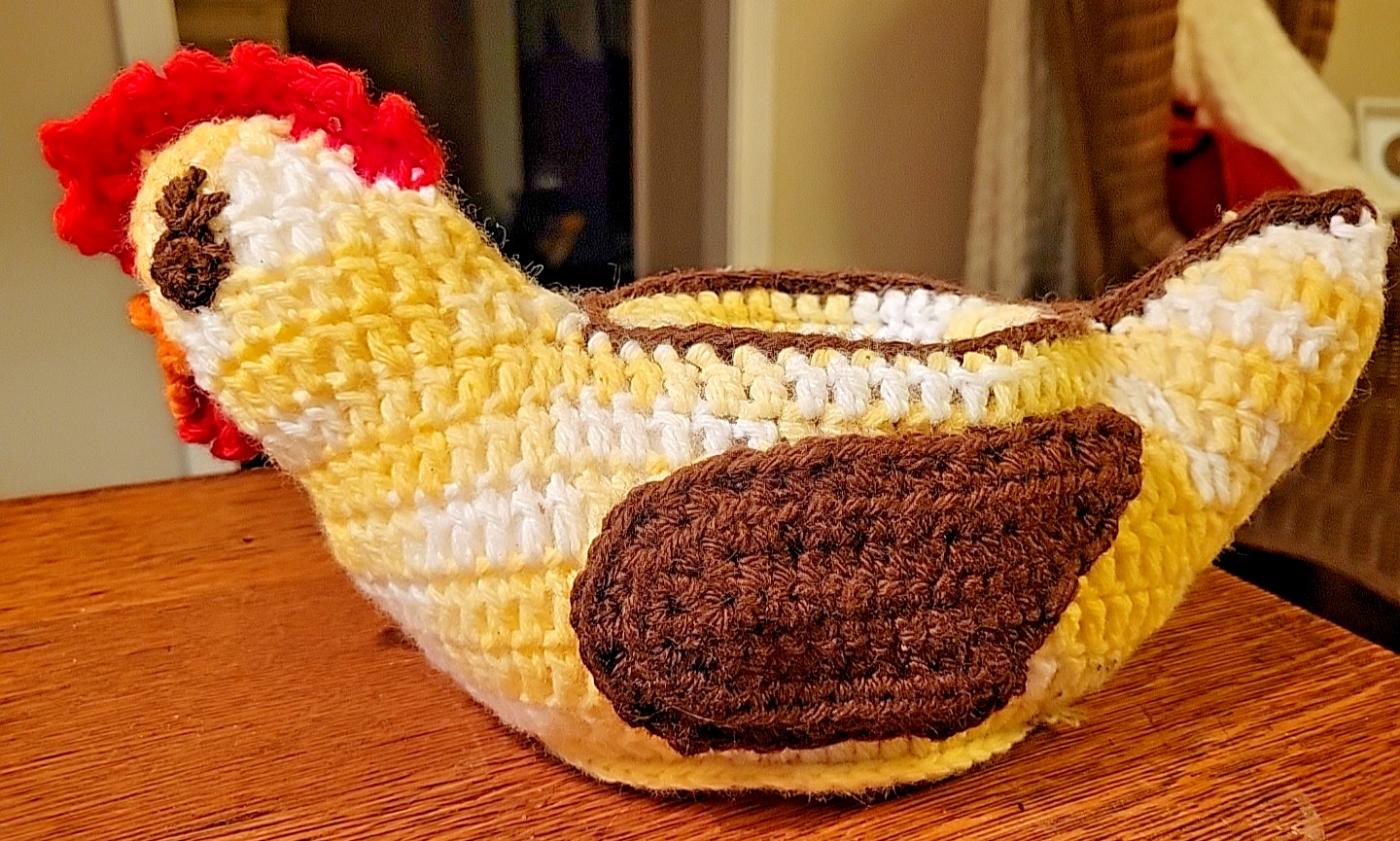 Vintage Hand Knit Hen Chicken Planter 12