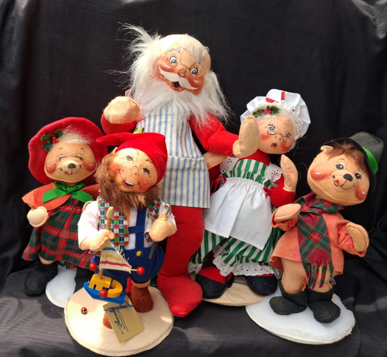 Five Vintage Annalee Christmas Dolls