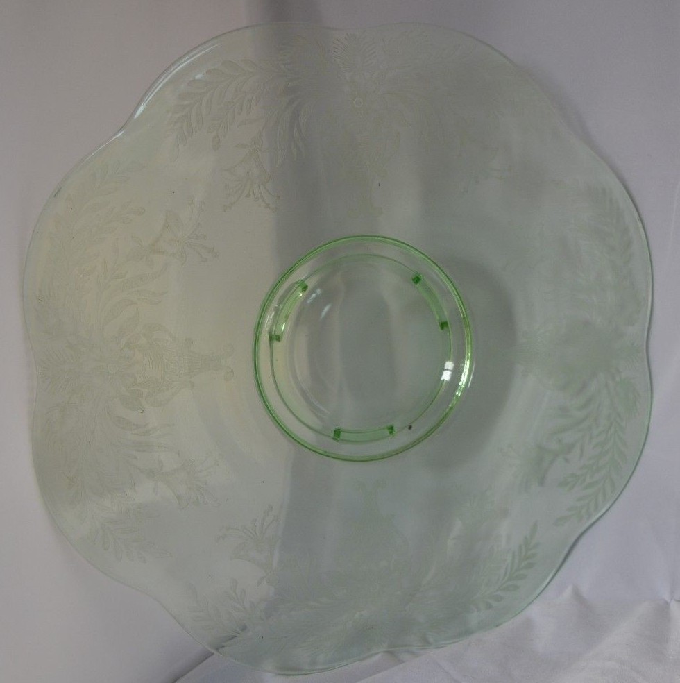 Vintage Green Depression Glass Platter Plate