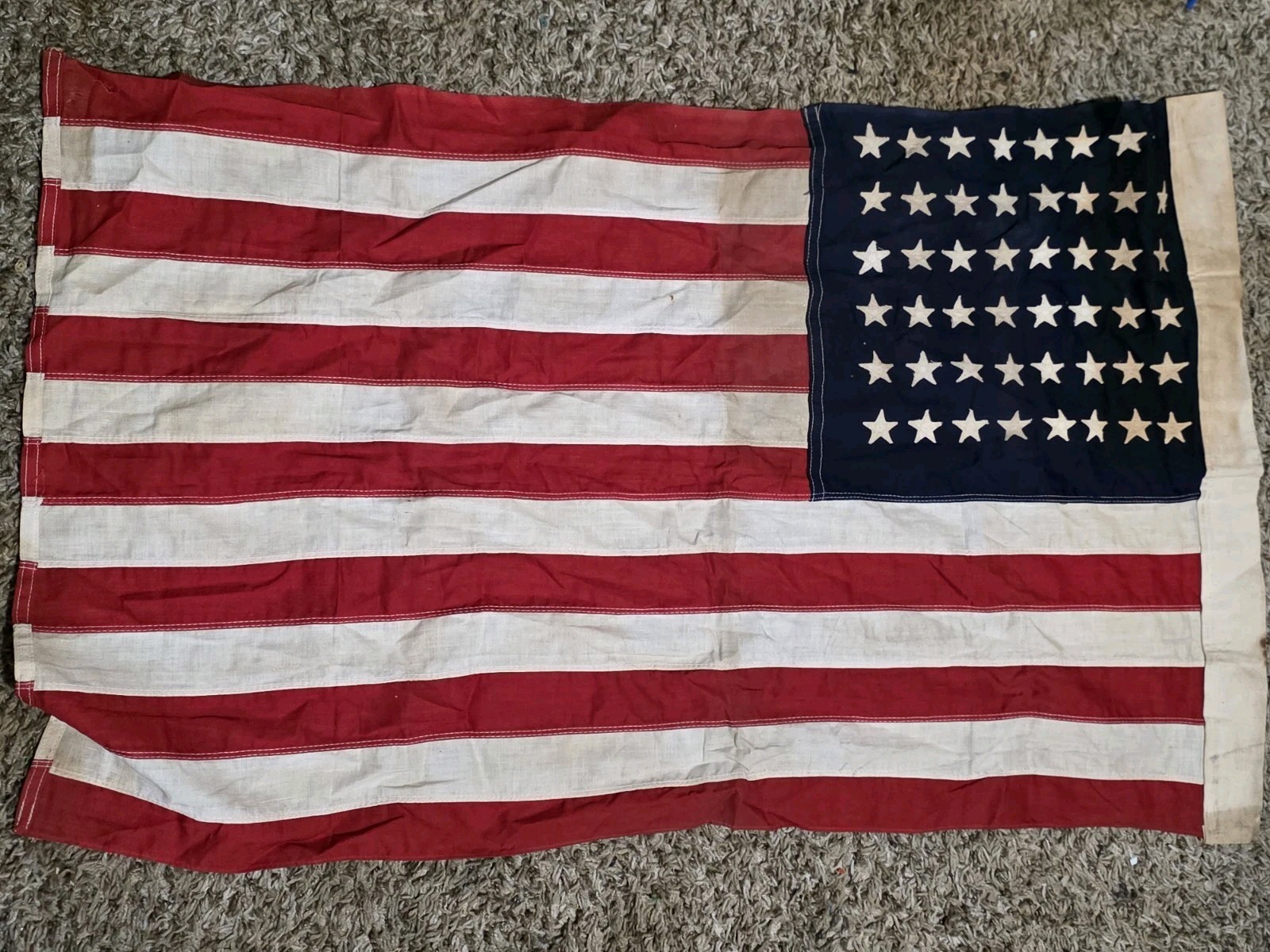 Vintage Everwear-bestwear Bunting 48-Star American Flag Sewn Stripes Cotton Vintage Everwear-bestwear Bunting 48-Star American Flag Sewn Stripes Cotton