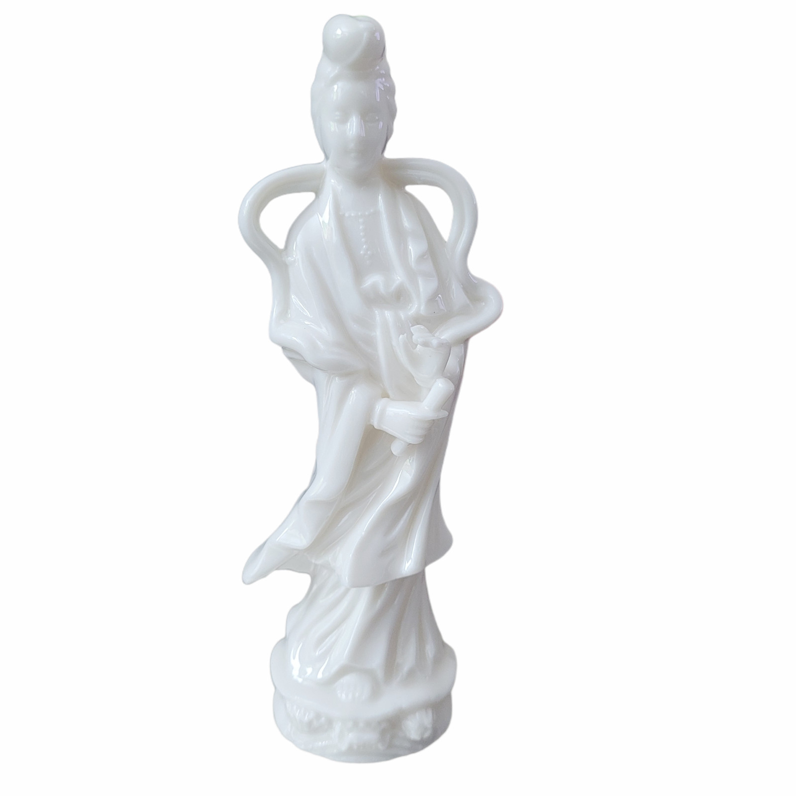 Napco Japanese Geisha Woman Figurine Statue W/Scroll White Ceramic Japan VTG MCM