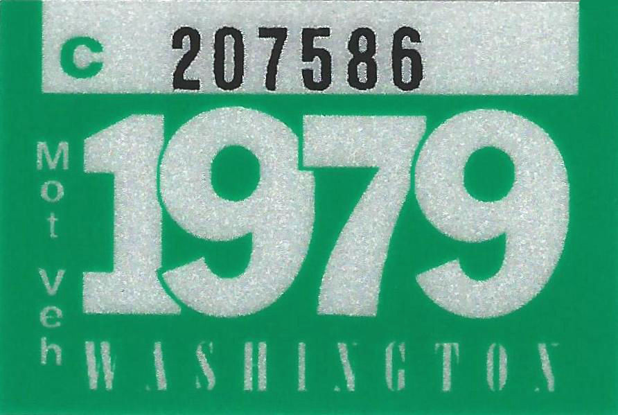 1979 WASHINGTON Vinyl Sticker Decal -CAR or TRUCK License Plate Reg. TAB TAG-New