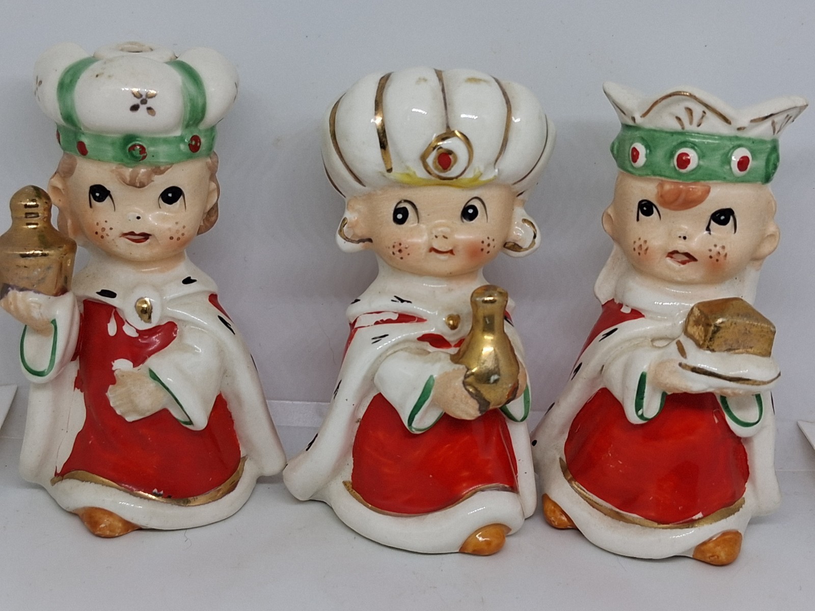 Rare Vintage Commodore The Three Wisemen Christmas Candle Set Japan 1950's