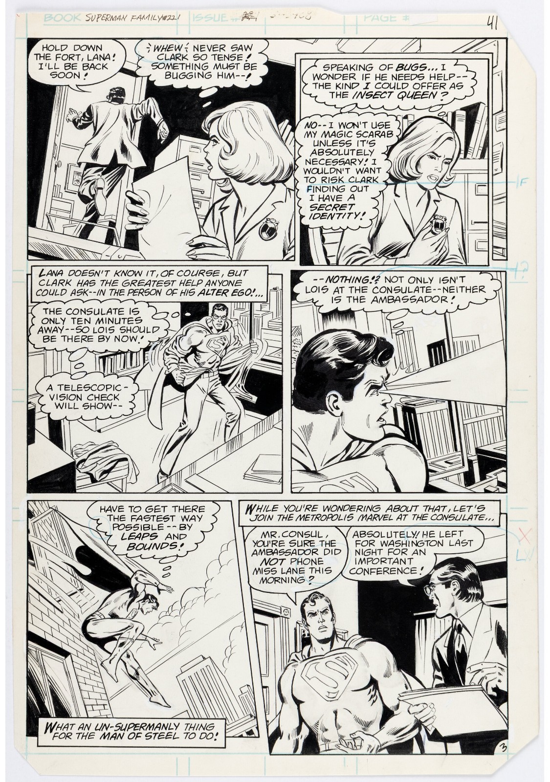 Superman Family #221 Mr. and Mrs. Superman Story Page 3 Original Art (DC, 1982) Superman Family #221 Mr. and Mrs. Superman Story Page 3 Original Art (DC, 1982)