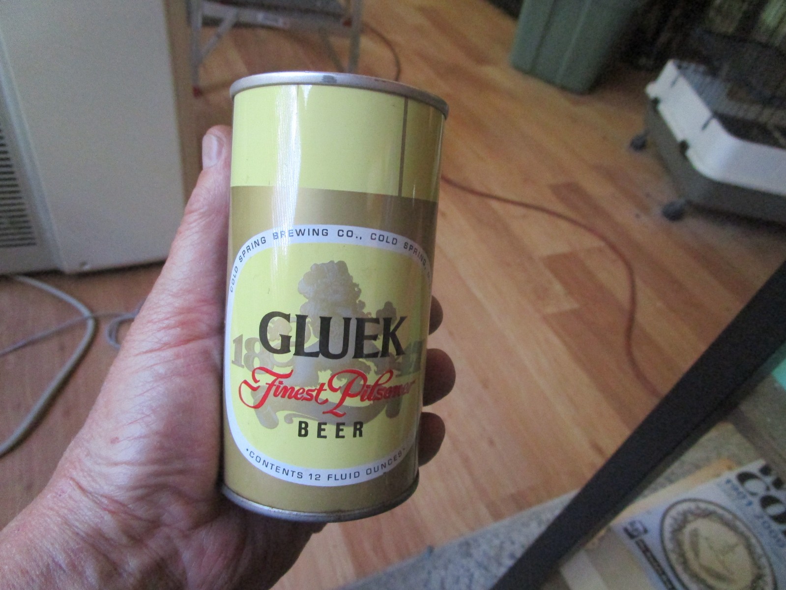 Minty Gluek 12 Oz Straight Steel Pull Tab Beer Can Cold Spring Mn 66-39