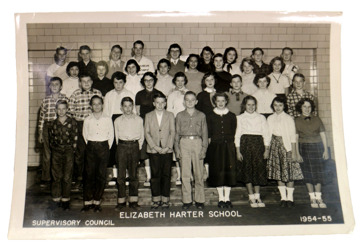 Elizabeth Harter School  Ohio Eighth Grade Supervisory Council 1954-55 B&W Photo