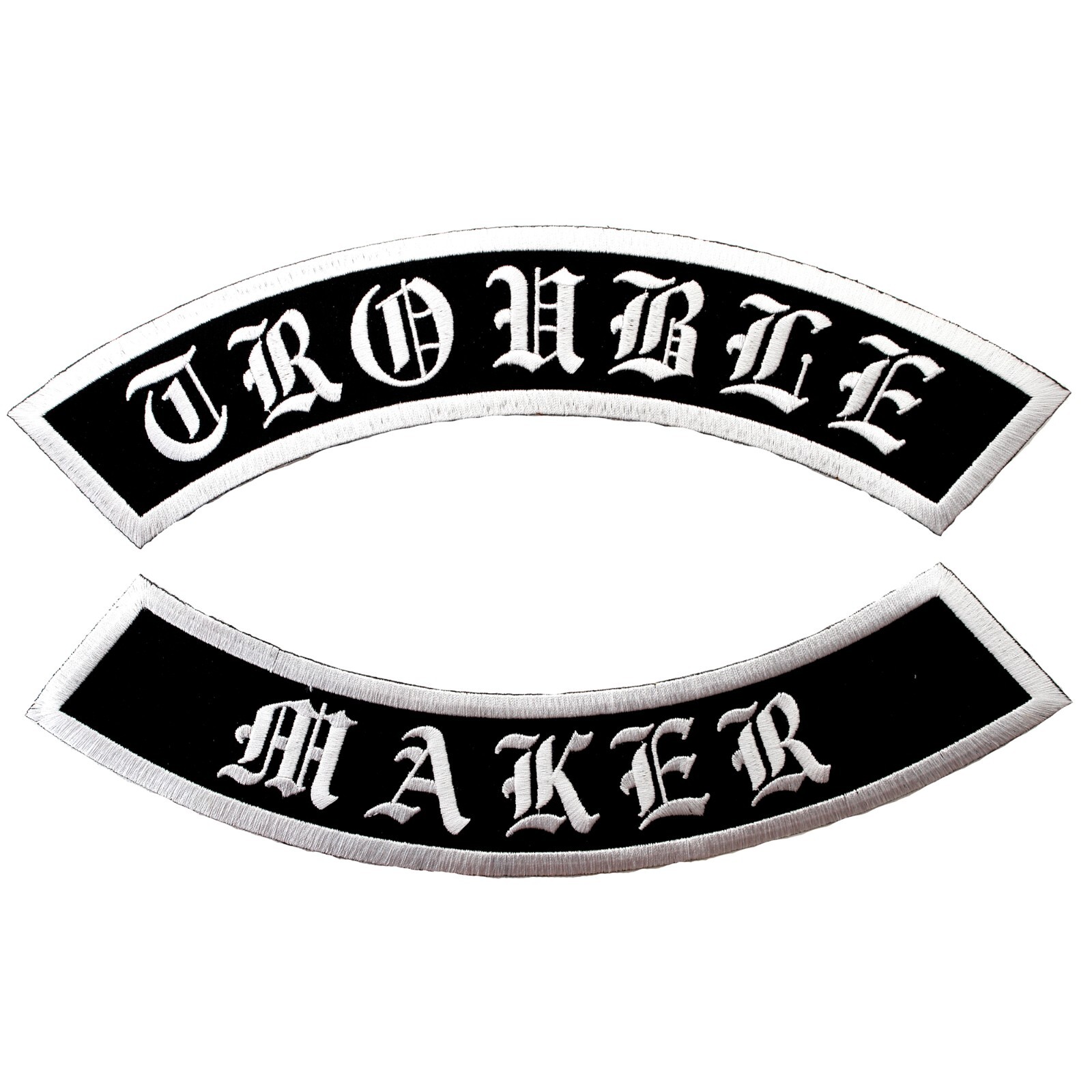 TROUBLE MAKER EMBROIDERED PATCH 2 LARGE ROCKER PATCHES 