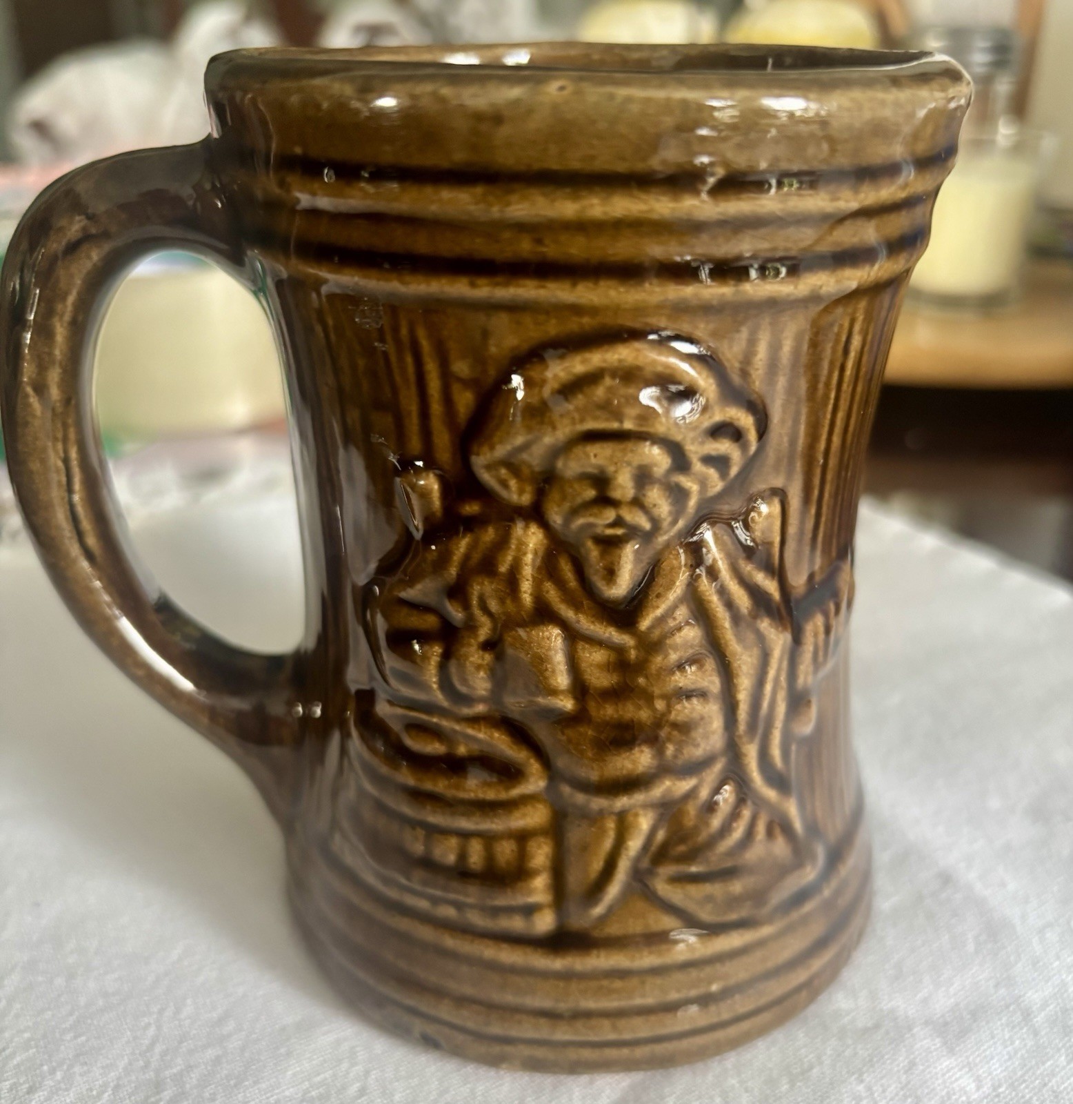 1920\'s ATQ Nelson McCoy Brown Glazed, Stoneware Buccaneer Beer Mug