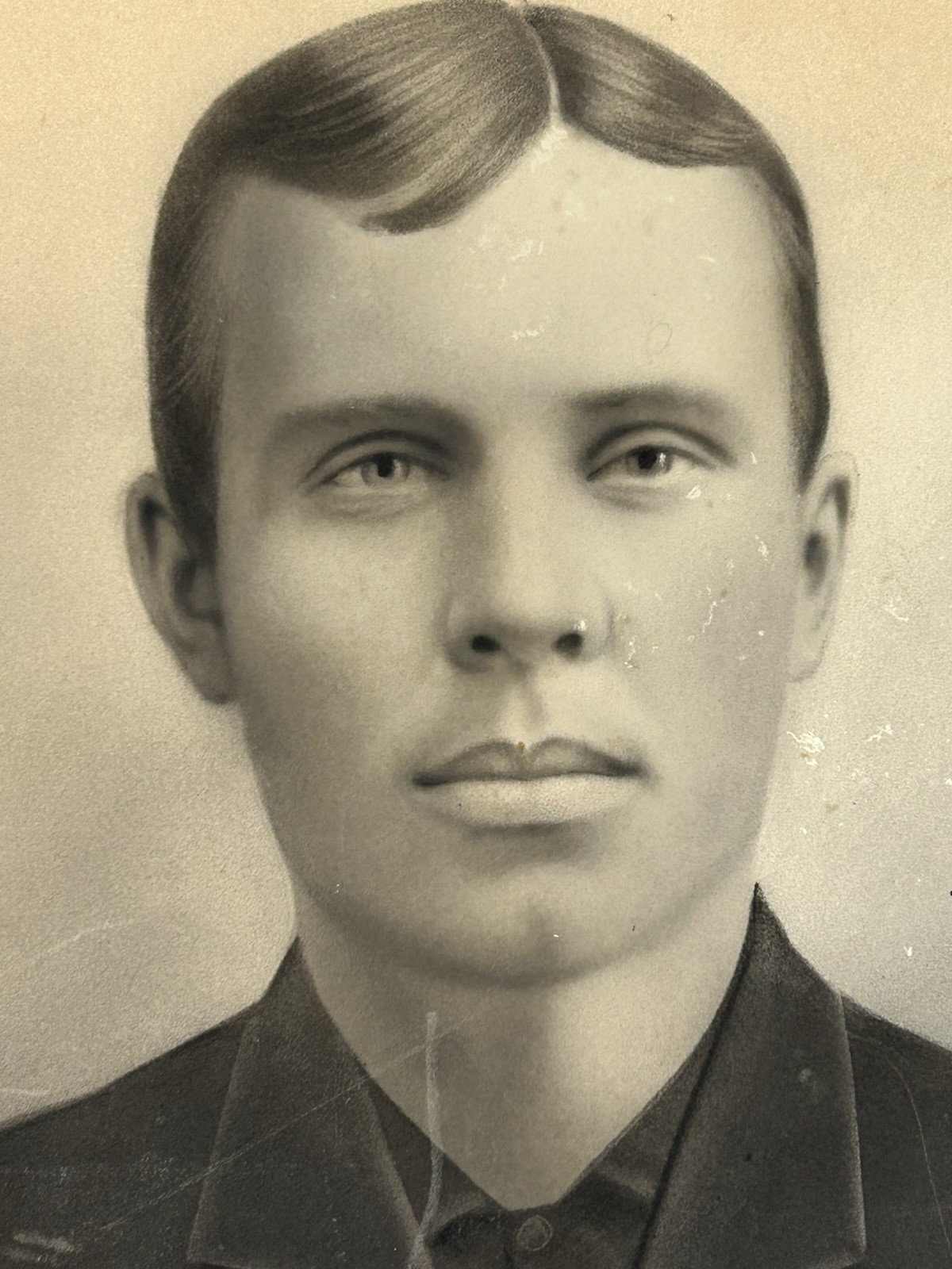 Antique Edwardian Mounted Portrait of Young Man Sepia Art Photo 20.5 x 16.5