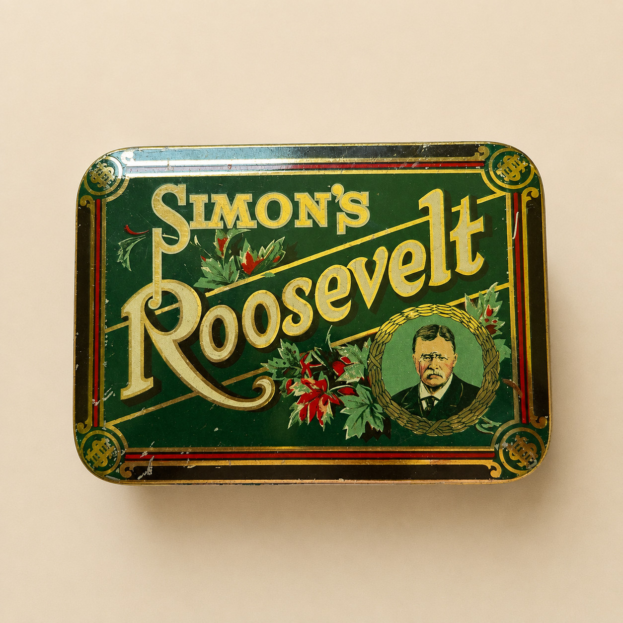 Antique c1920 Simon's Roosevelt 10 cent Cigar Tin Theodore Roosevelt Montreal Antique c1920 Simon's Roosevelt 10 cent Cigar Tin Theodore Roosevelt Montreal