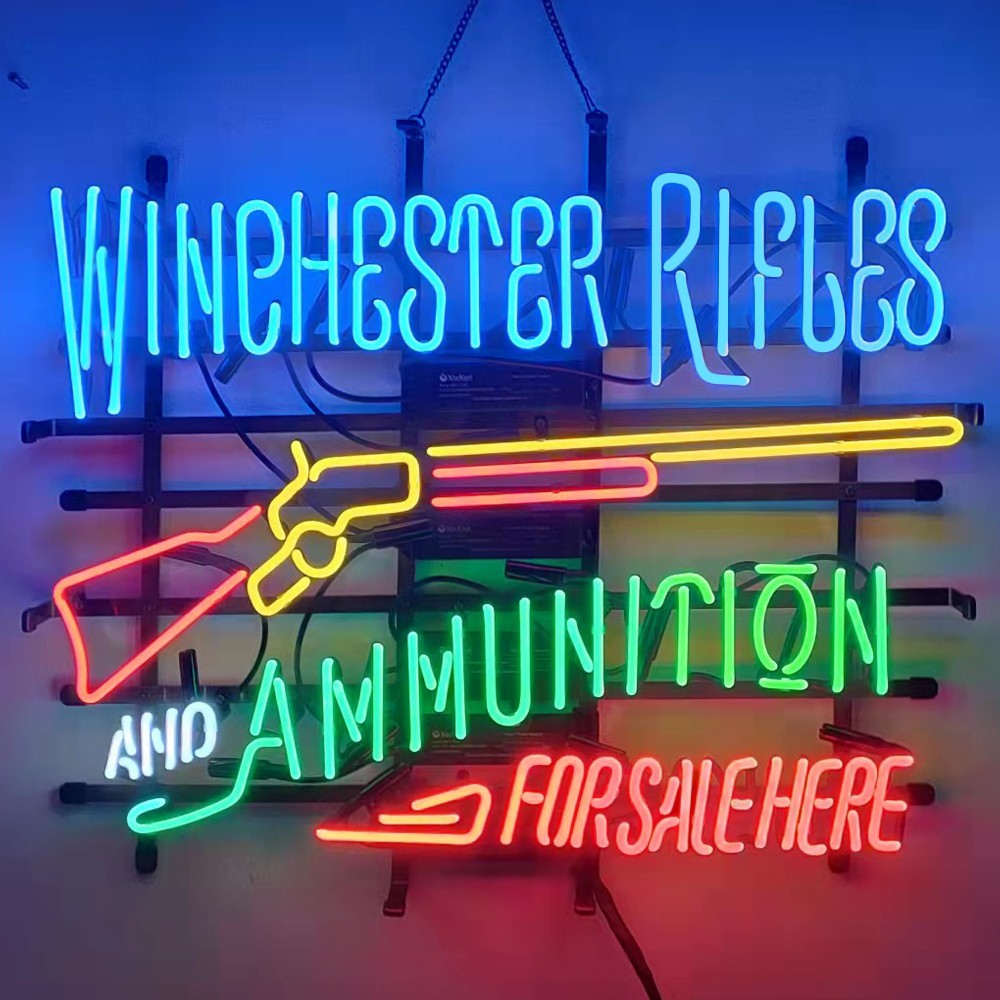 US STOCK Winchester Rifles And Ammunition Salehere Neon Sign 24\