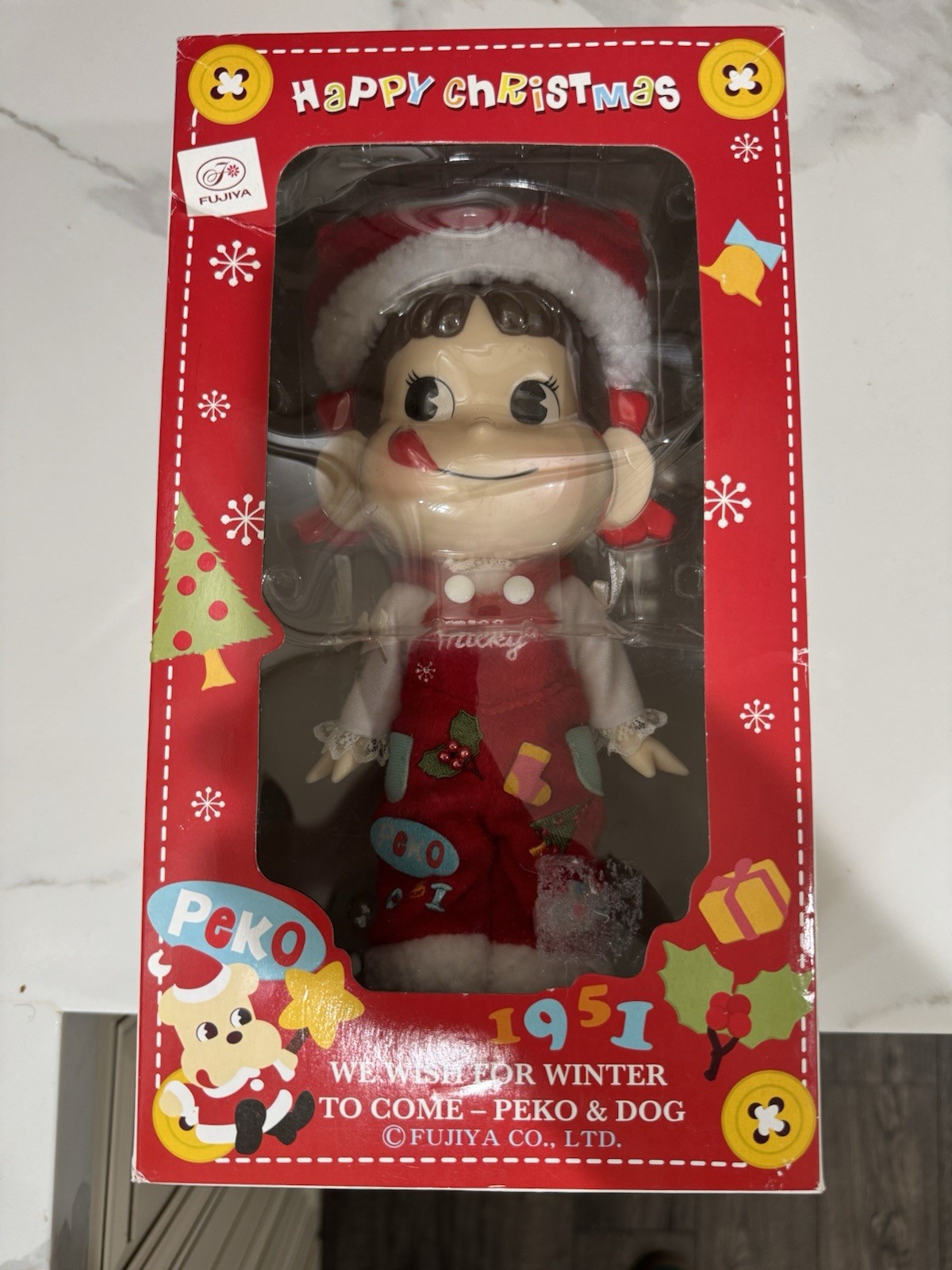 Milky Peko Chan Doll Fujiya 2009 Pekos Doll Happy Christmas Christmas