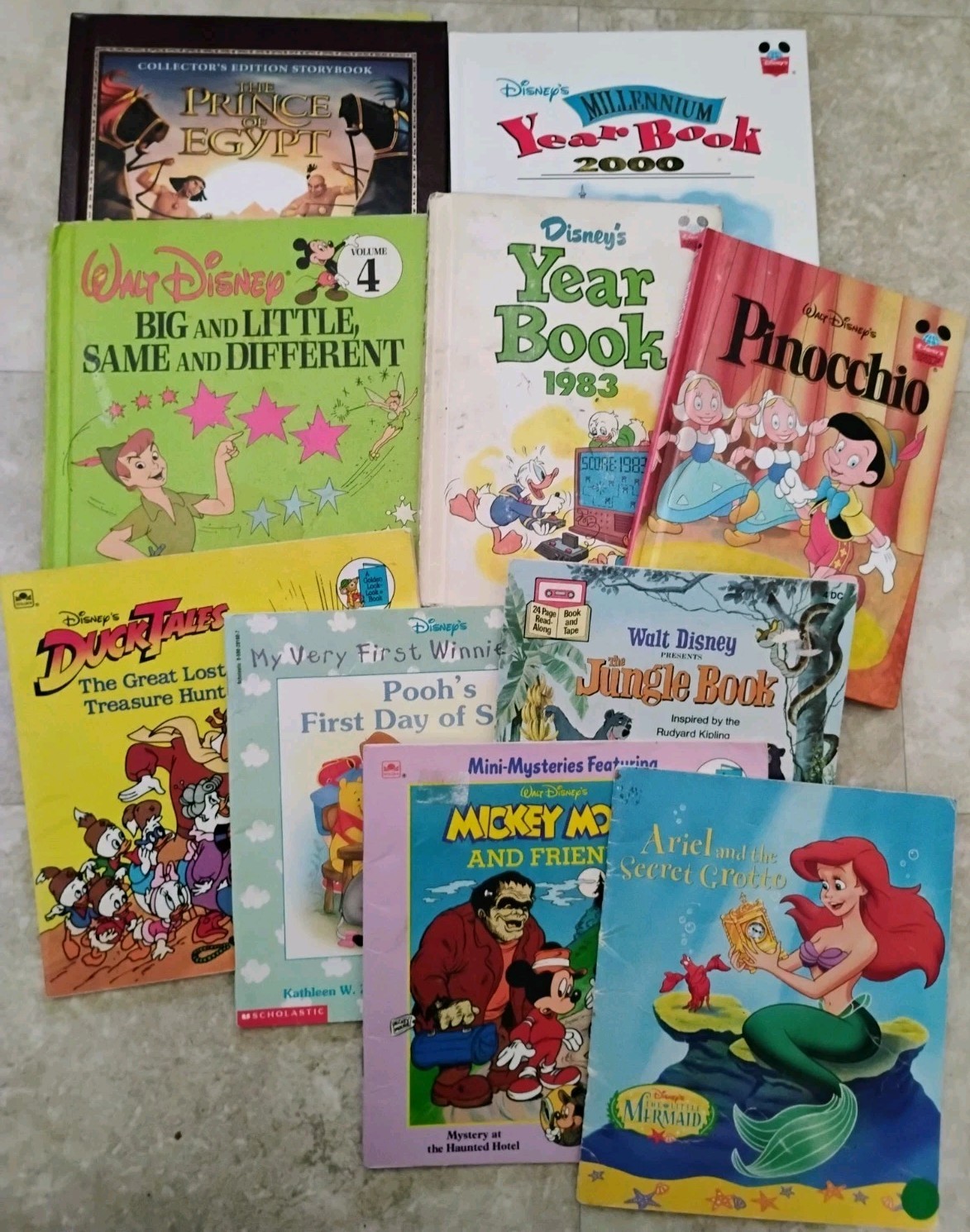Lot of 10 Vintage Disney Childrens Books 1983 2000 Ariel Pinocchio Grolier VTG