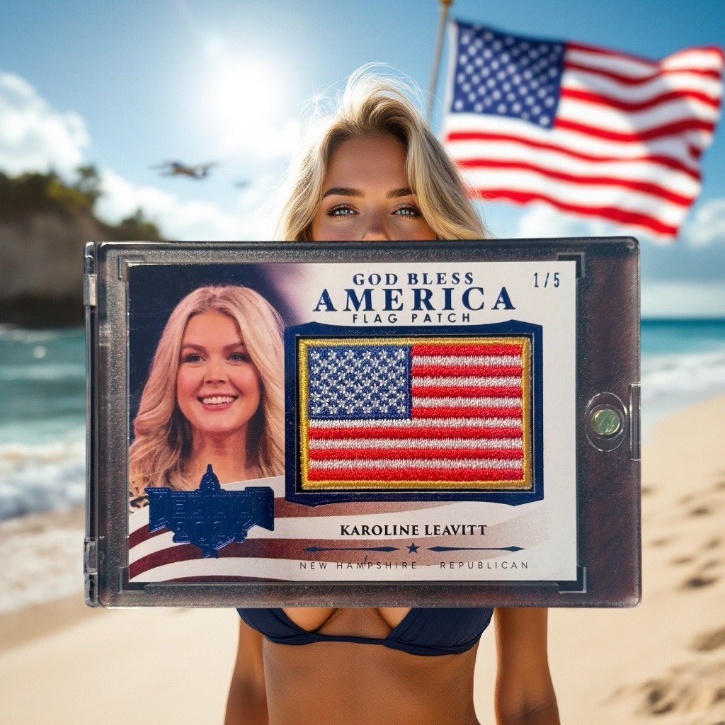 2024 Decision God Bless America Flag Patch Blue Foil Karoline Leavitt 1/5 Trump 2024 Decision God Bless America Flag Patch Blue Foil Karoline Leavitt 1/5 Trump