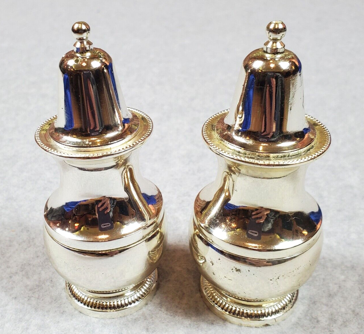 Silver Plated Salt & Pepper Shakers Made in England Victorian Decor Shiny