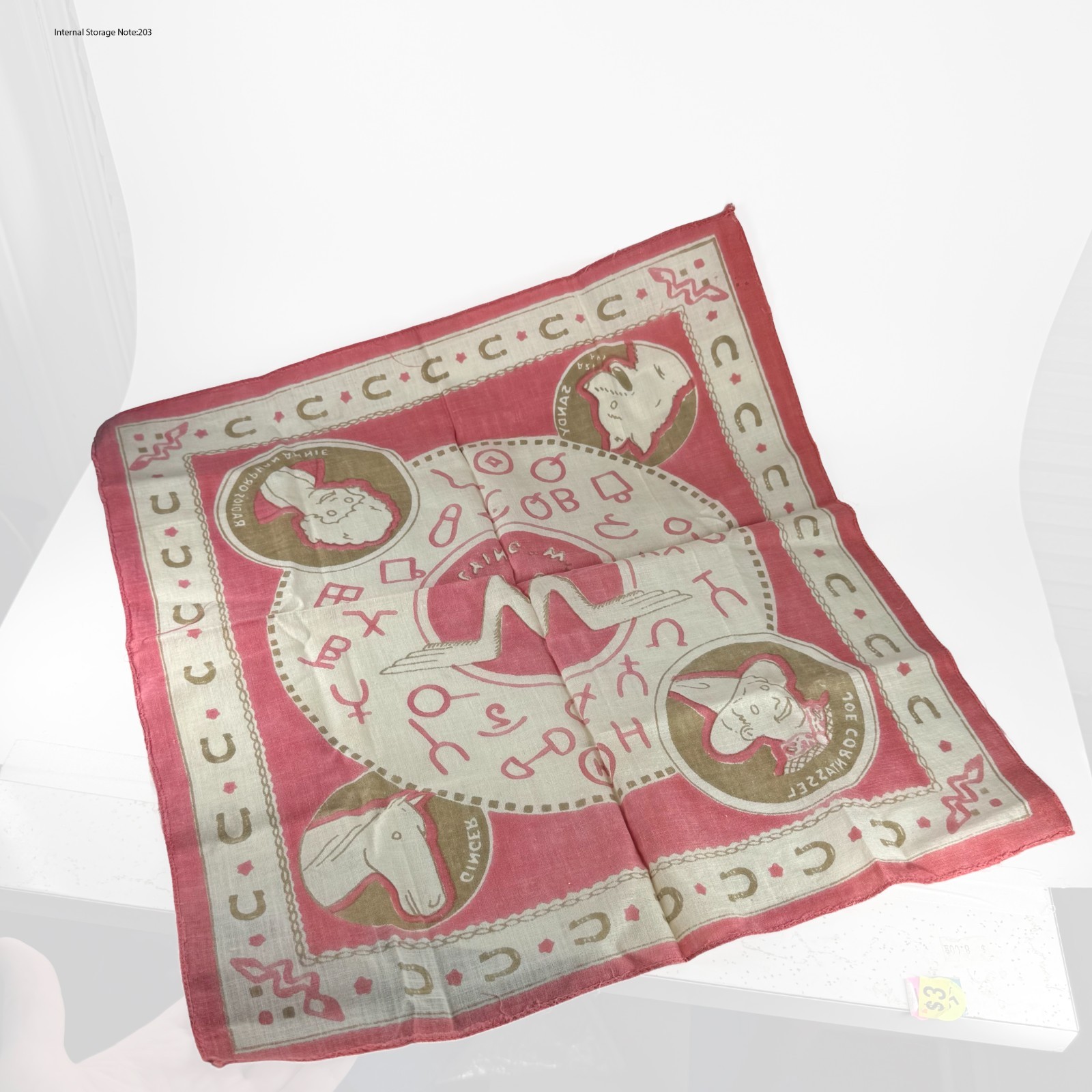 Vintage 1930s 1940s Little Orphan Annie Ovaltine Premium Bandana Scarf