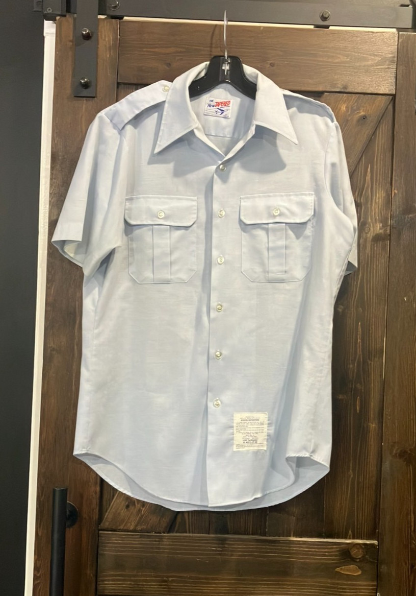 Vintage 1980s USAF The New Tapered Shirt By Martin Pilot Short Sleeve Shirt