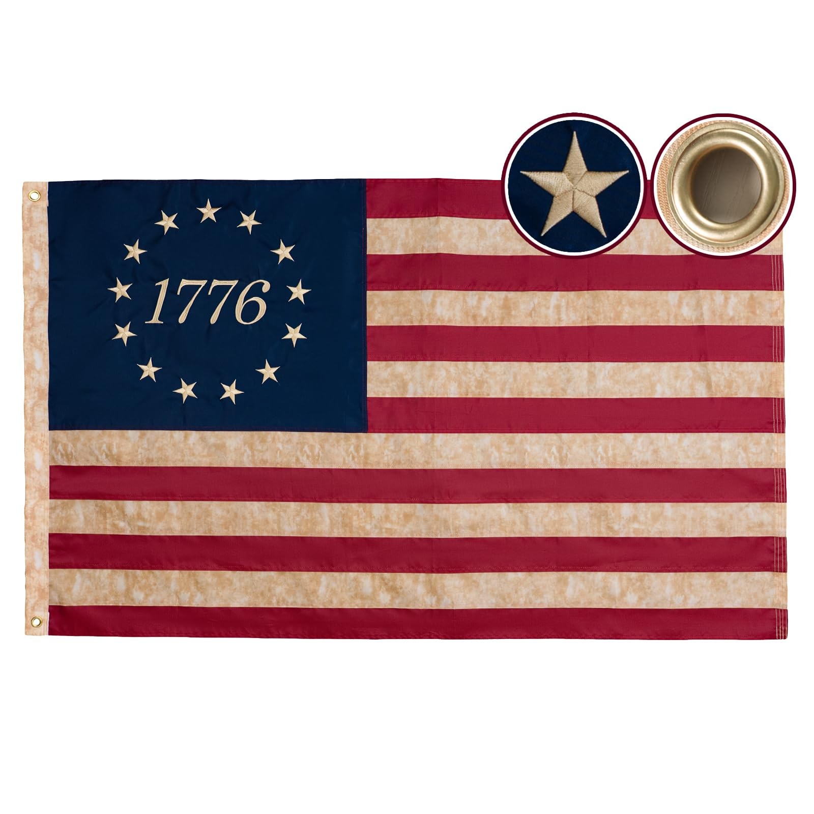 Flagolden Vintage 1776 Betsy Ross Flag 36x60 inches, 1776 3x5 ft Flagolden Vintage 1776 Betsy Ross Flag 36x60 inches, 1776 3x5 ft