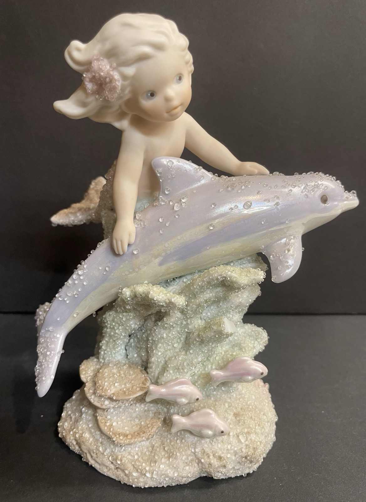 HTF Vtg 1994 Enesco Coral Kingdom ESADORA Mermaid Dolphin Preowned Numbered 1070