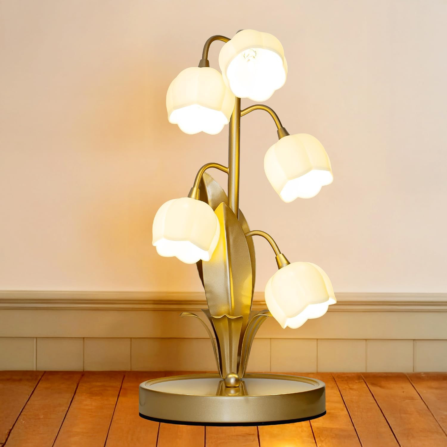 Vintage Lily of the Valley Flower Table Lamp