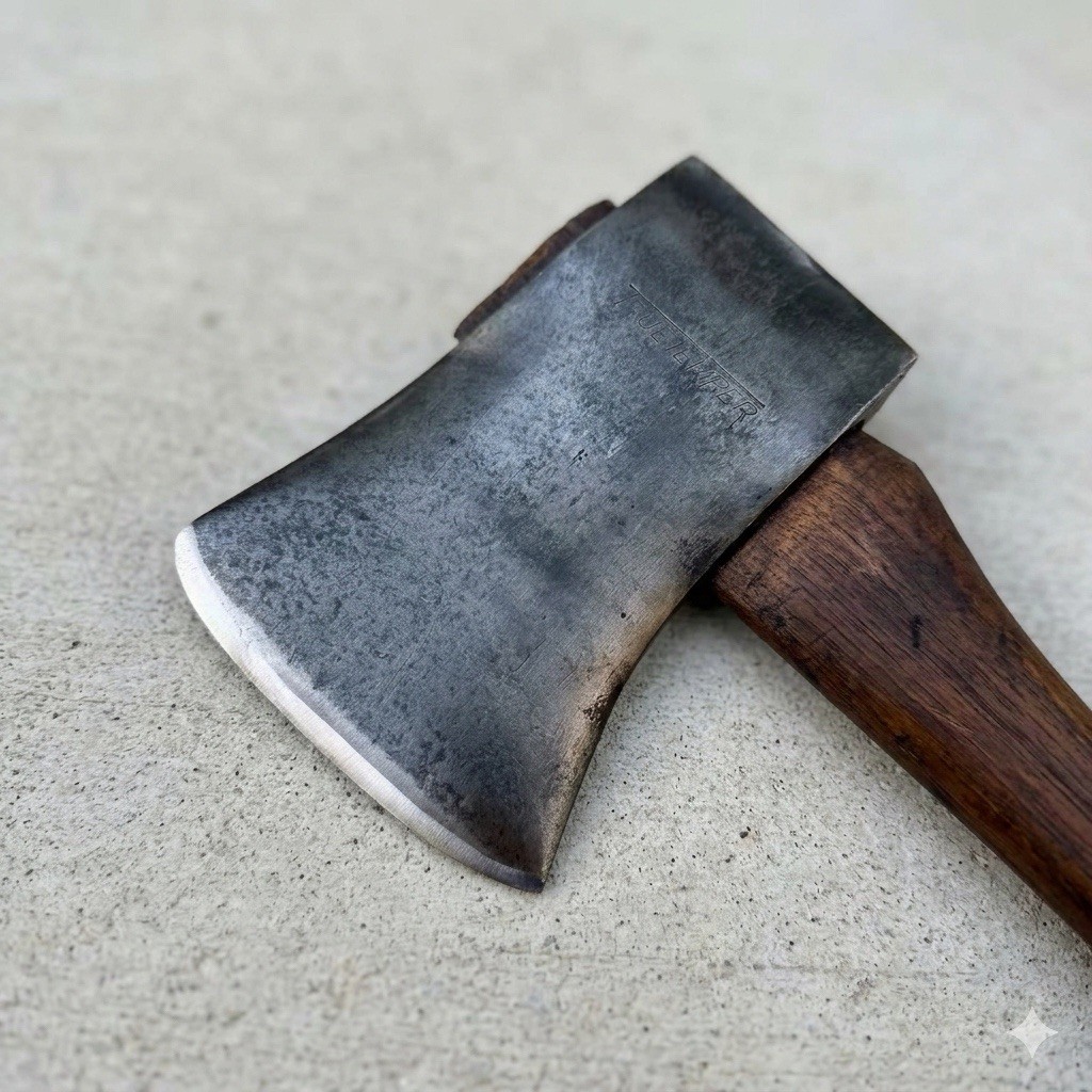 Vtg True Temper Single Bit Axe Kelly Works Felling Wood Curved Handle 5 Lb 3 Oz
