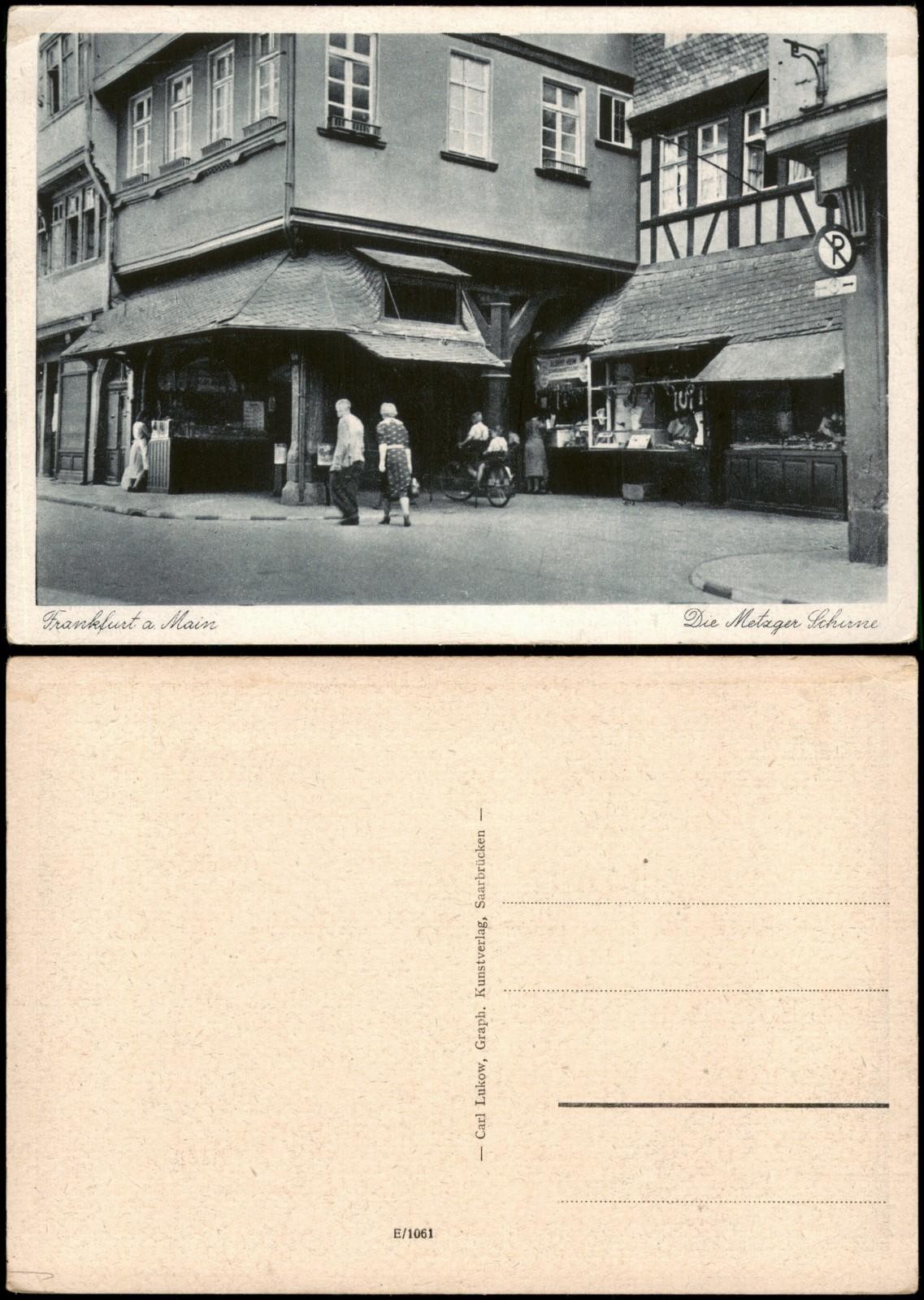 Postcard Frankfurt am Main the Butcher Umbrellas 1929