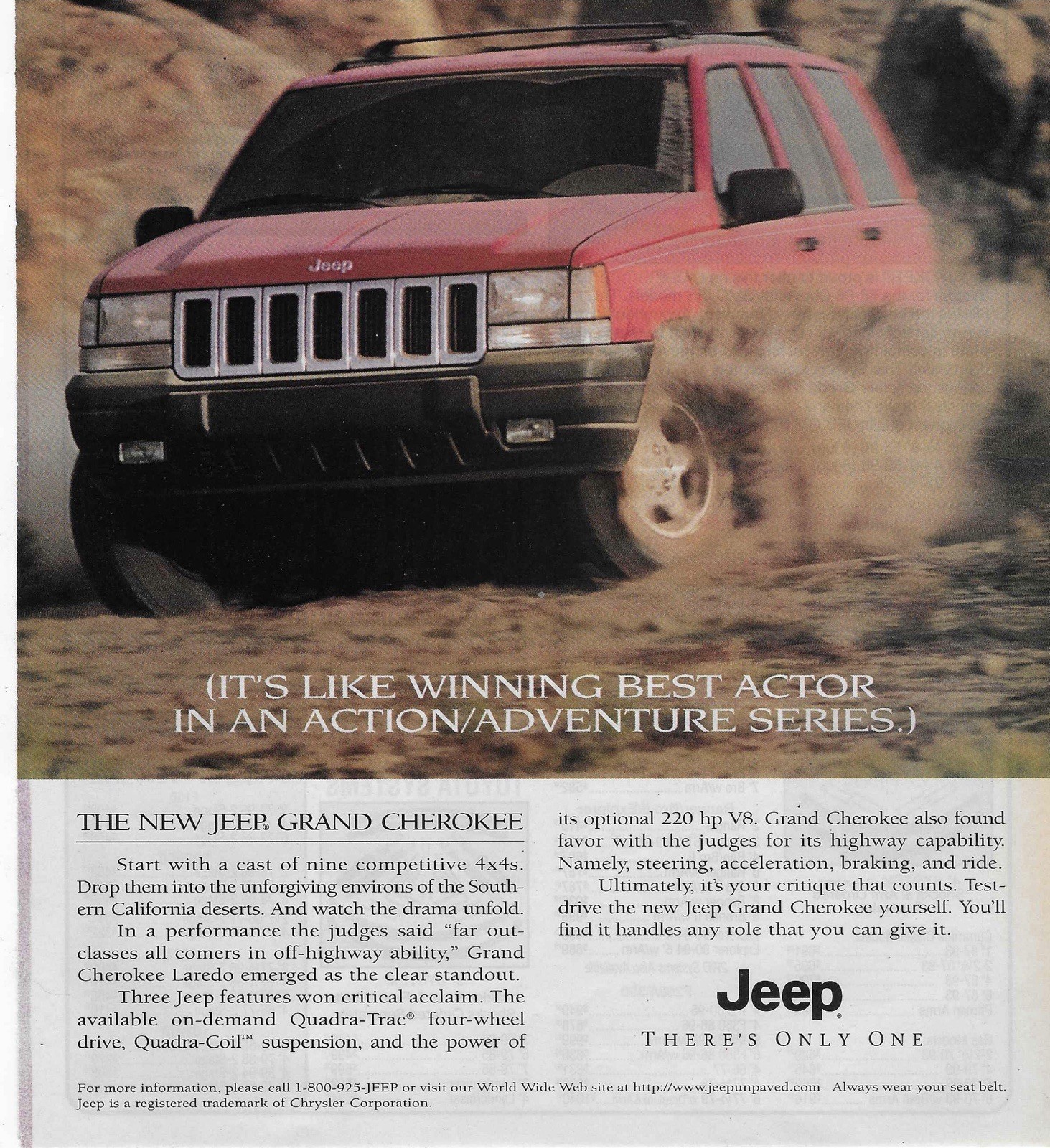 1996 Jeep Grand Cherokee Laredo Magazine ad Wall art Vintage