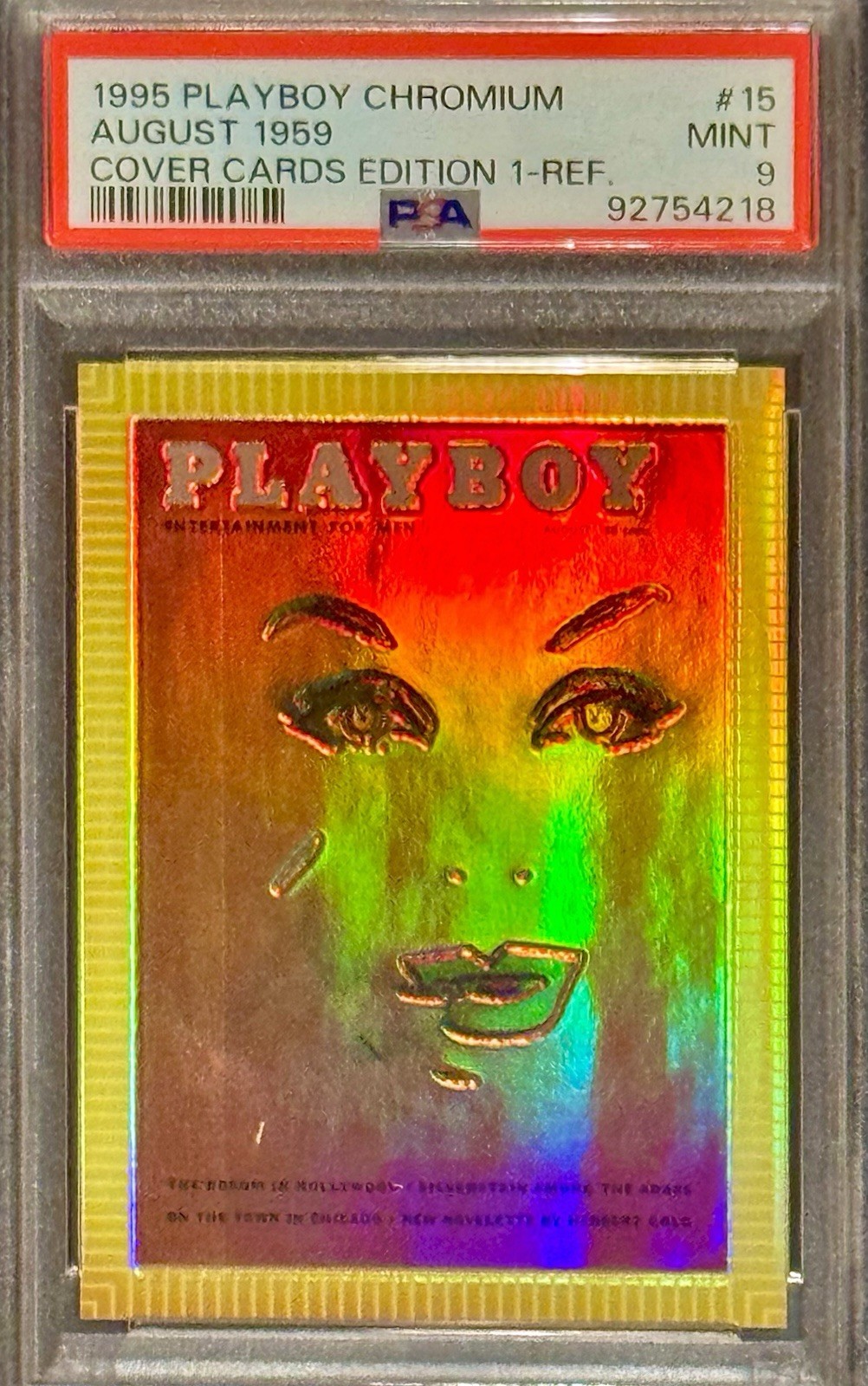 PSA 9 Marilyn Monroe 1995 Playboy Chromium Refractor August 1959 POP 14 (No 10s)