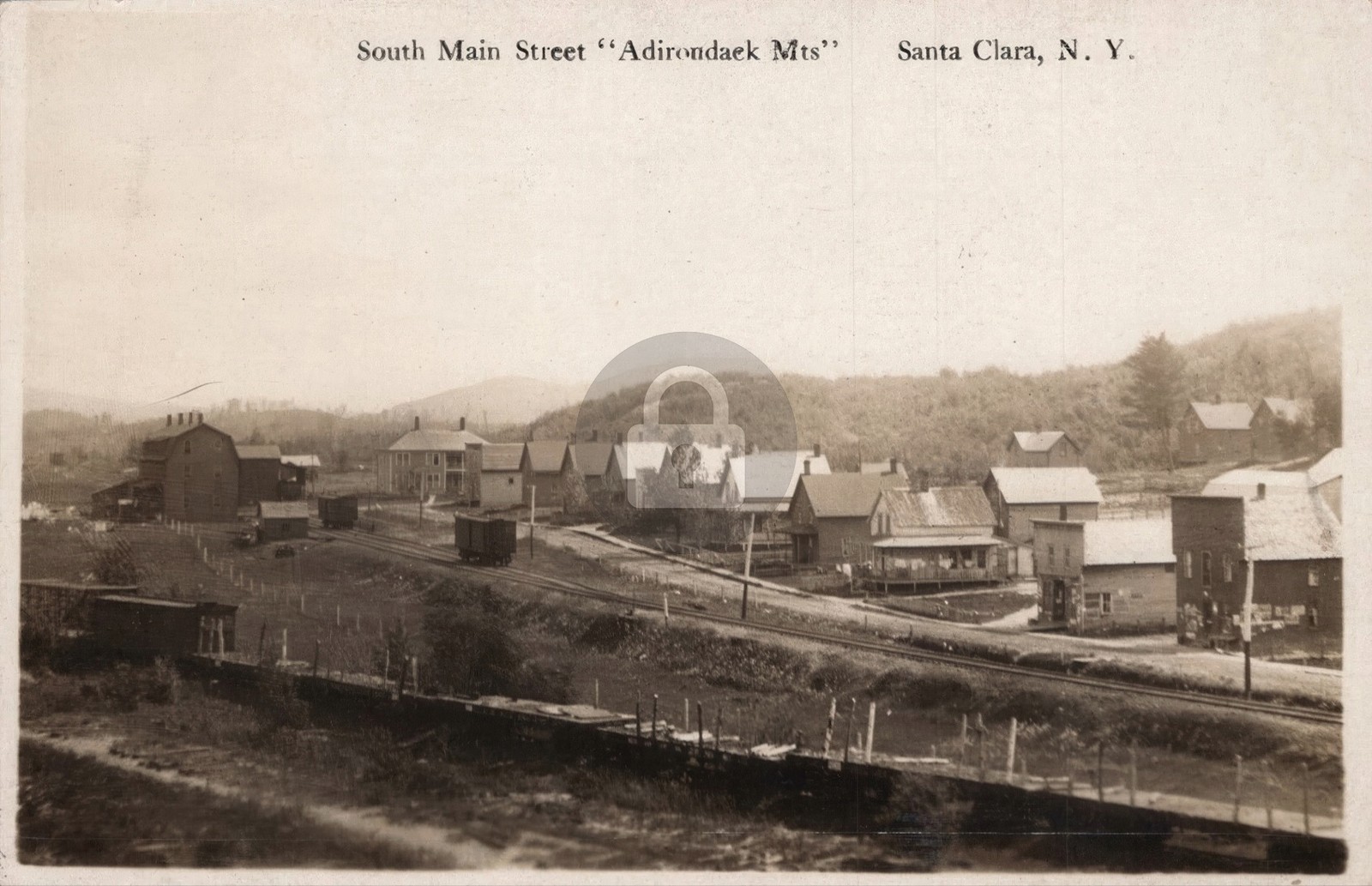 S Main Str Adirondack Mts Santa Clara New York Railroad 1911 RPPC Postcard COPY S Main Str Adirondack Mts Santa Clara New York Railroad 1911 RPPC Postcard COPY