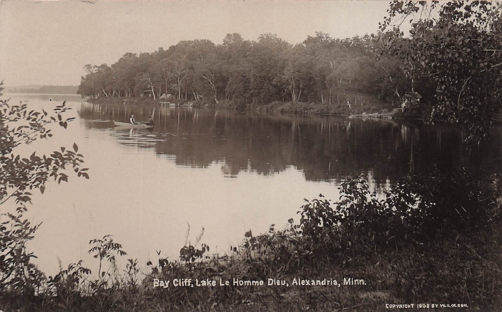 RPPC Bay Cliff Lake Le Homme Dieu Alexandria MN Minnesota Photo Postcard I16