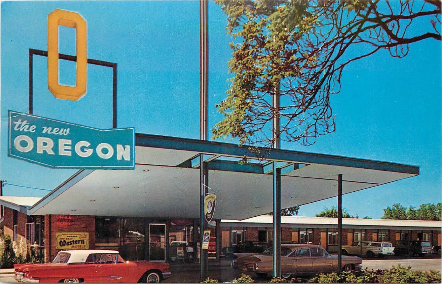 New Oregon Motel Eugene OR Postcard 1960s Mid-Century Modern Best Western 1960s