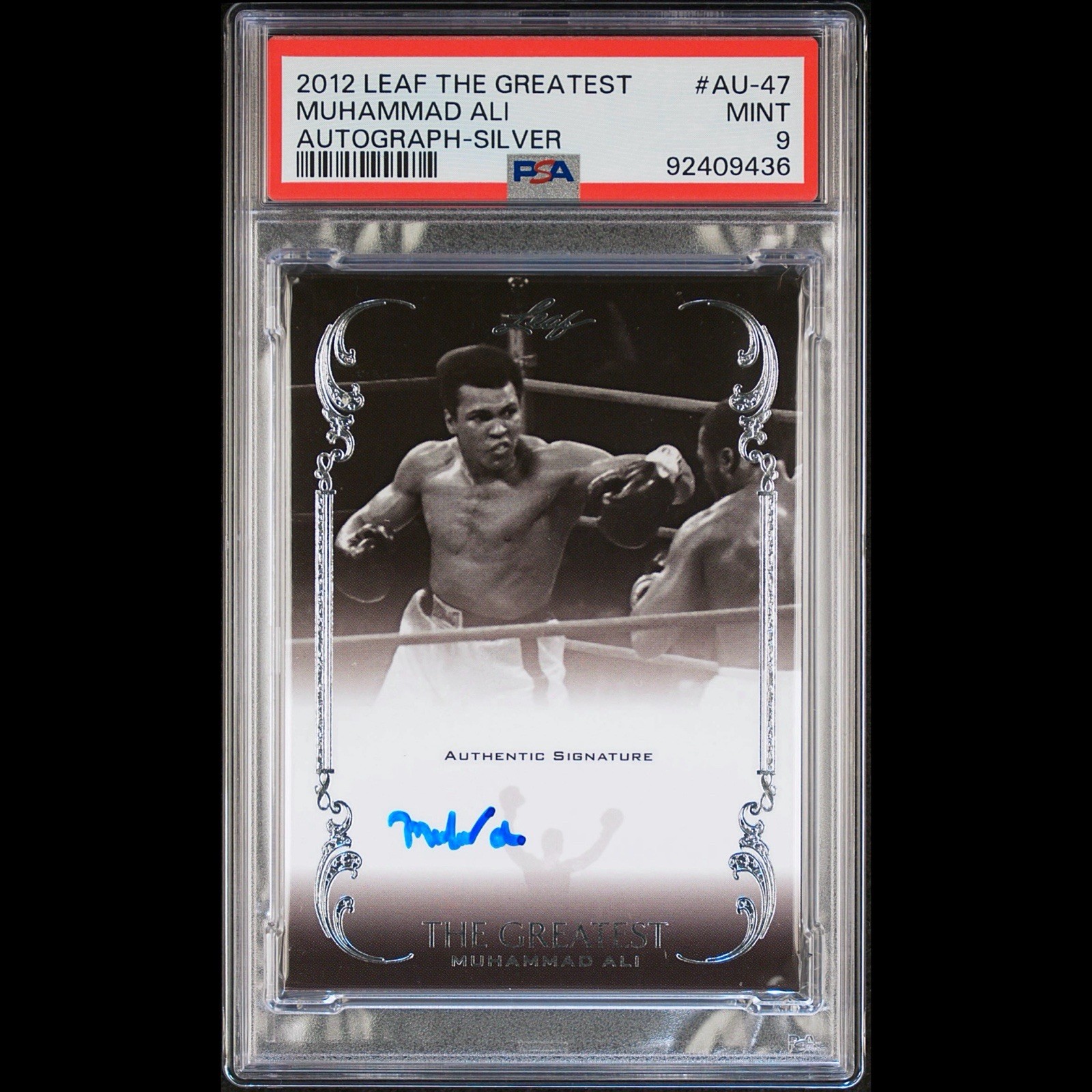 2012 LEAF MUHAMMAD ALI THE GREATEST AUTO SILVER #4/10 PSA 9 POP 2 NONE HIGHER