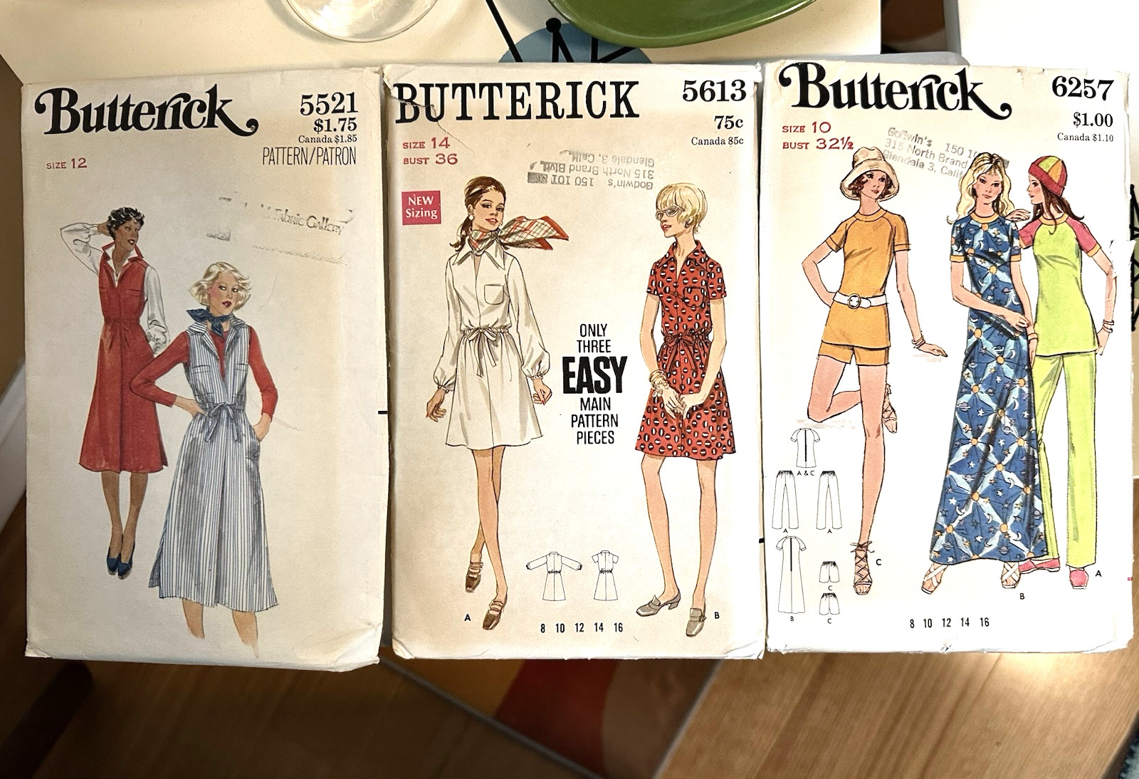 3 Vintage 1970's Butterick Sewing Pattern Dresses Pants Shorts Tops 3 Vintage 1970's Butterick Sewing Pattern Dresses Pants Shorts Tops