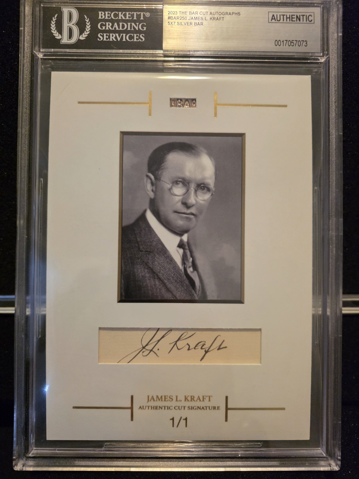 2023 Super Break The Bar Cut Autograph of James L. Kraft - BGS Authenticated 1/1