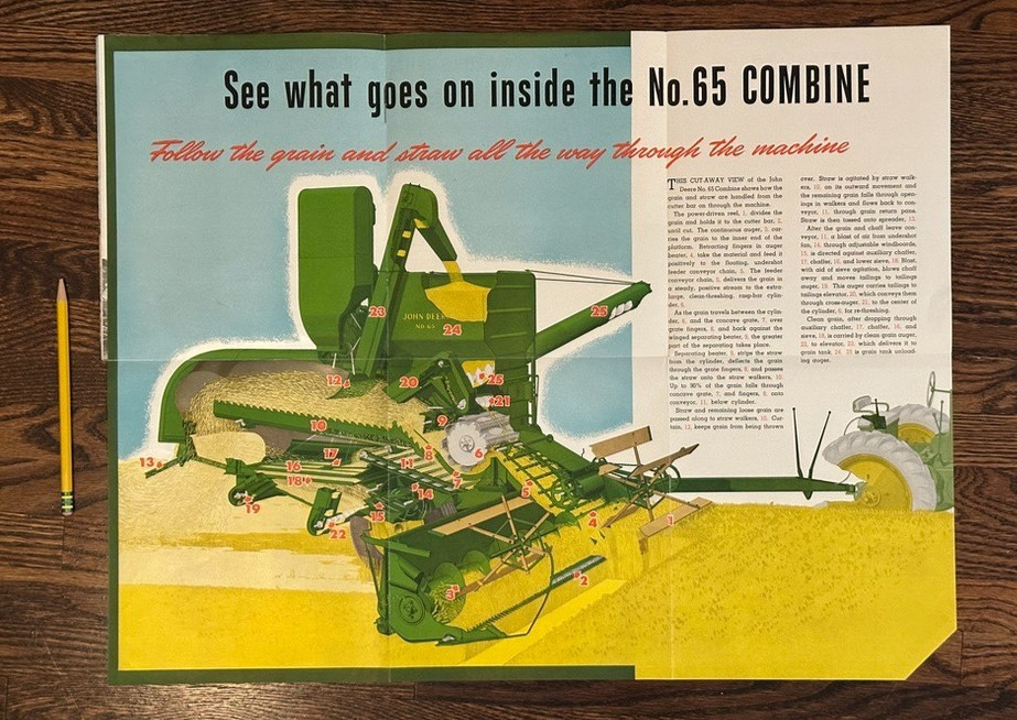 1951 JOHN DEERE COMBINE Farm Advertising Brochure with 23 1951 JOHN DEERE COMBINE Farm Advertising Brochure with 23
