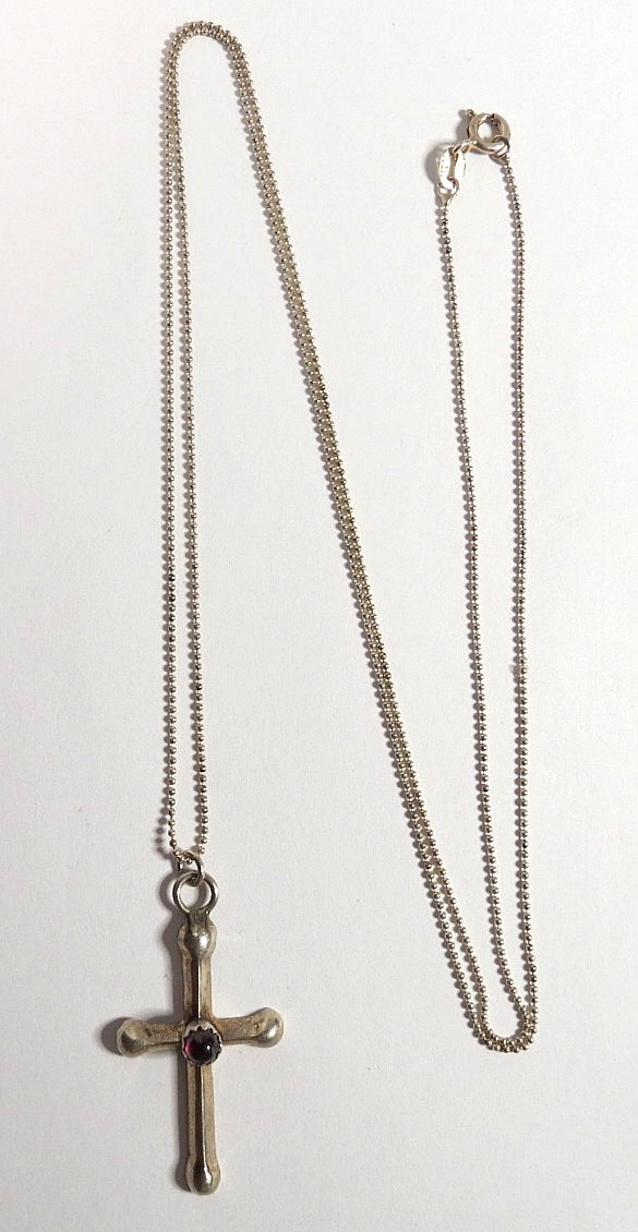 VTG 925 STERLING SILVER PURPLE STONE CROSS PENDANT NECKLACE CHAIN 30\ VTG 925 STERLING SILVER PURPLE STONE CROSS PENDANT NECKLACE CHAIN 30\