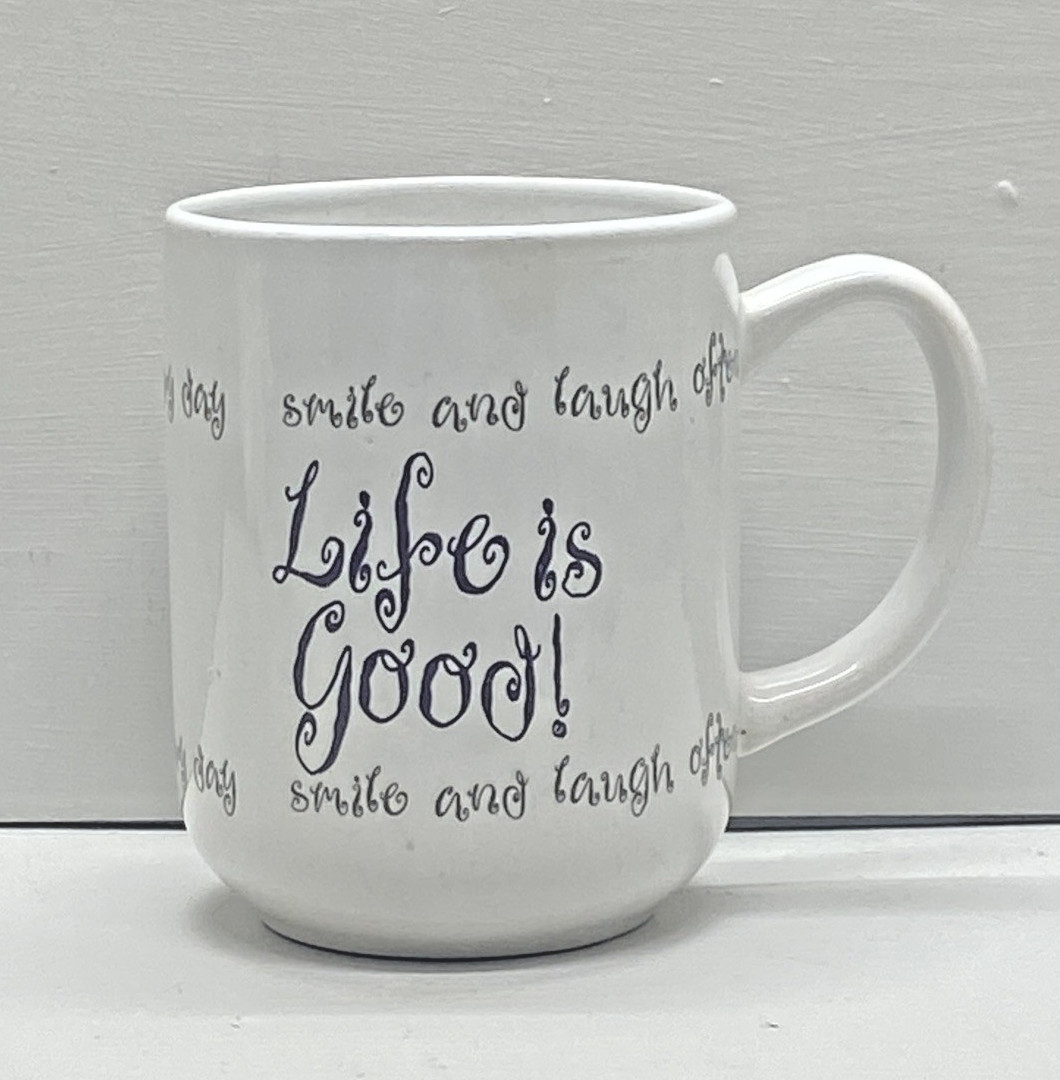 Royal Norfolk Stoneware LIFE IS GOOD Slogans Coffee Tea Mug 14-16 oz.