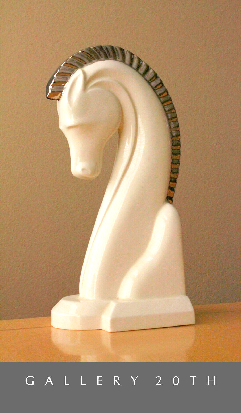 MID CENTURY HUGE ETRUSCAN HORSE SCULPTURE LAMP VTG 50\'S WEINBERG CHESS ART MCM