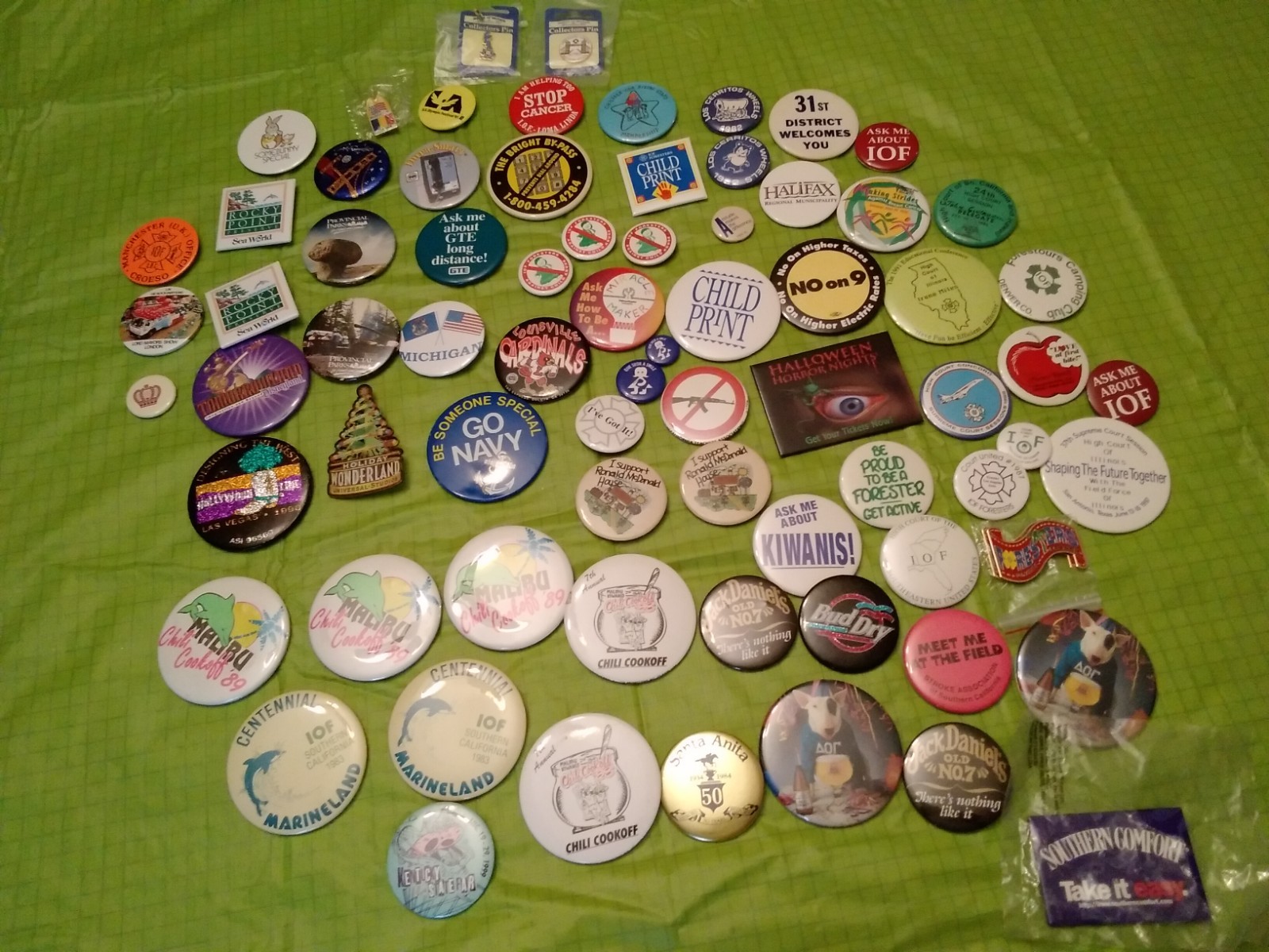 Vintage Lot 70+ of Metal Button Pins Political Novelty Souvenir Advertising