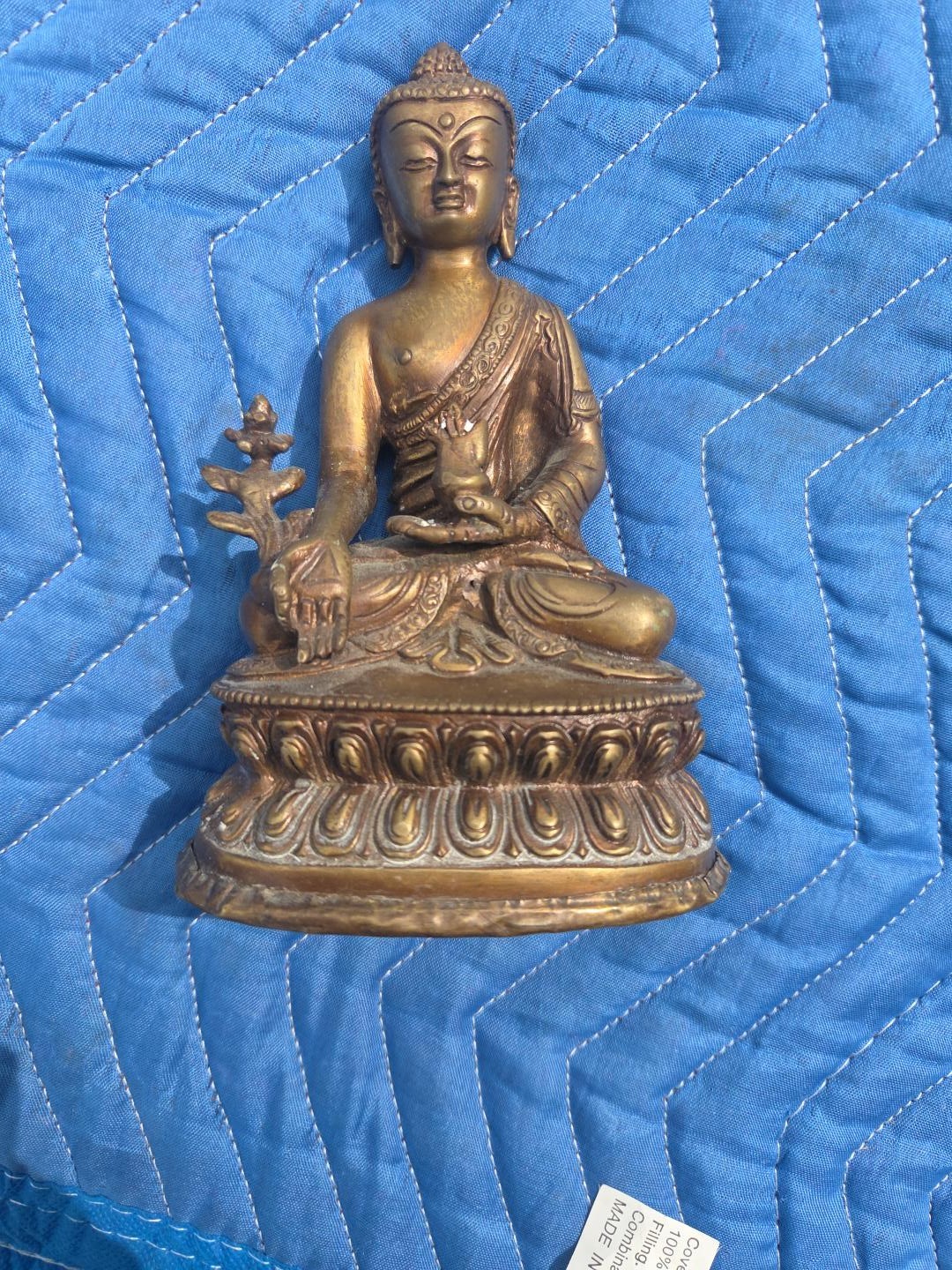 Vintage Nepalese Tibetan Medicine Buddha 7” Copper Statue Sealed Filled Base