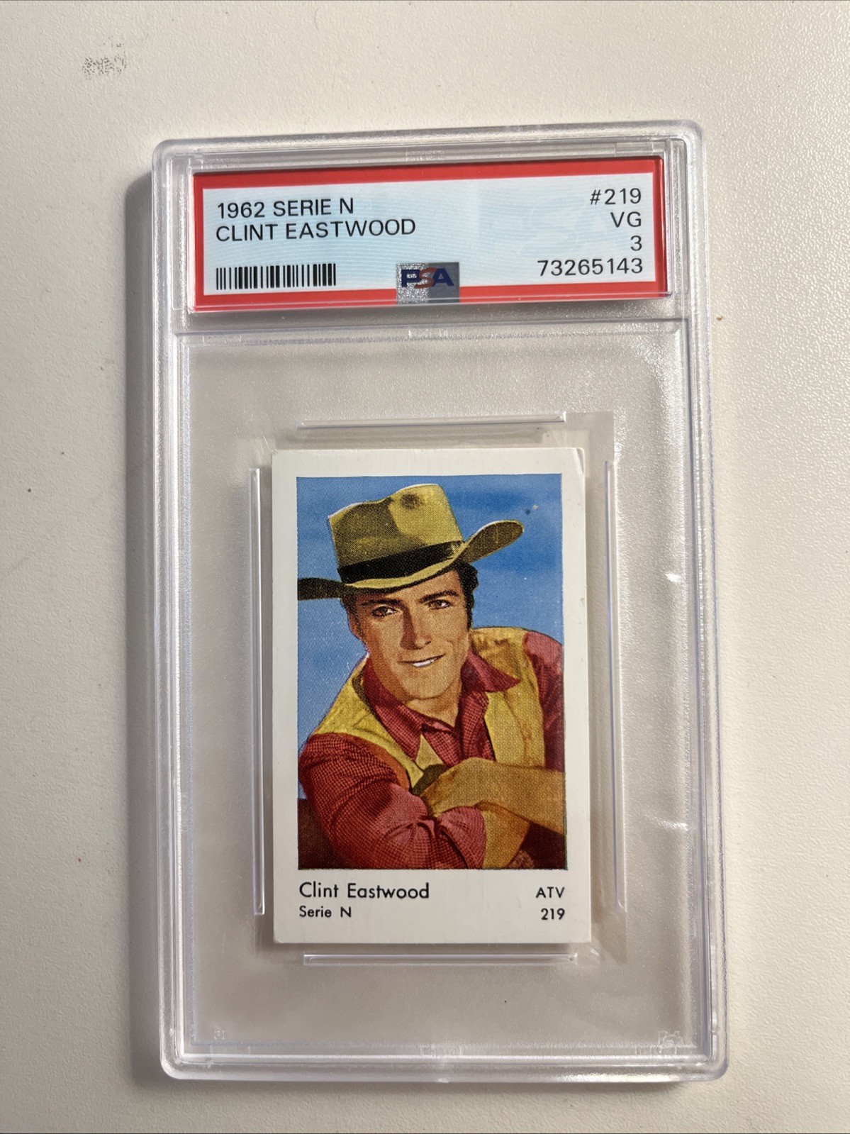 CLINT EASTWOOD PSA 3  ROOKIE CARD 1962 #219 ABC COLORS STARS “RAWHIDE”