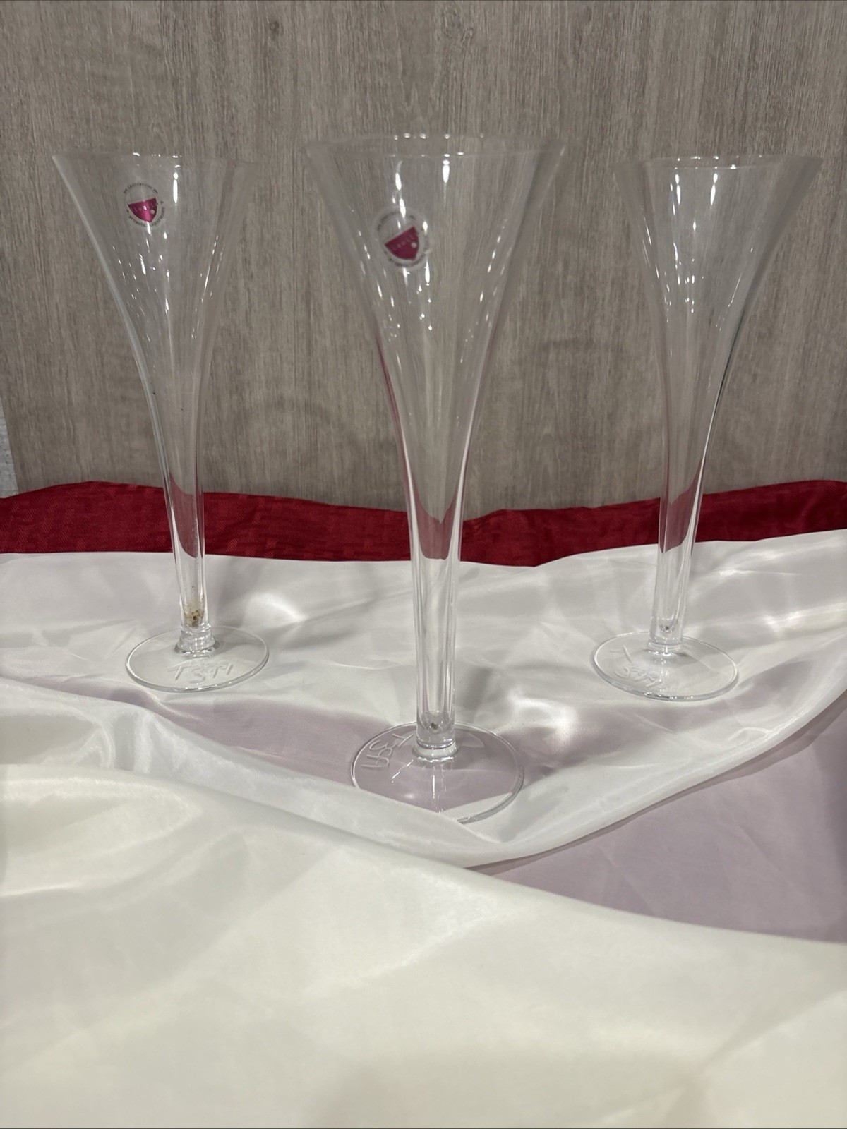 Three (3) Selection by Cristal D'Arques Hollow Stem Fluted Champagne Glasses